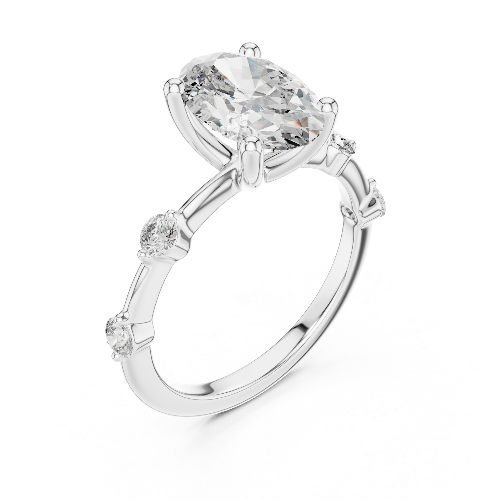  White Gold Lumina Twist Solitaire Ring Right View