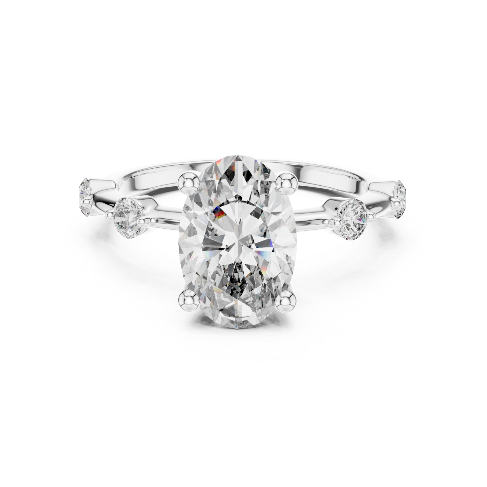  White Gold Lumina Twist Solitaire Ring Front View