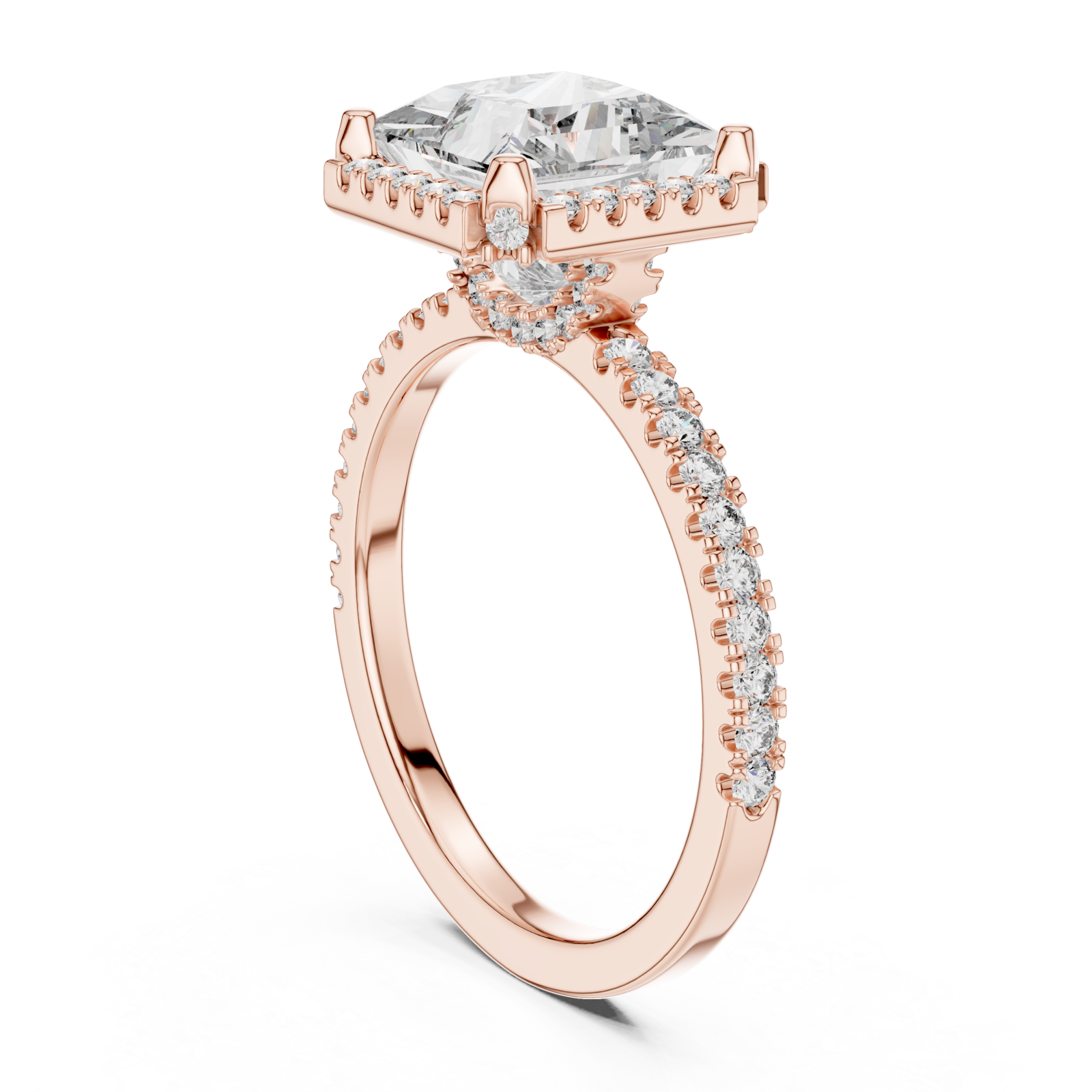  Rose Gold Cascade Crown PavÃ© Band Ring Left View