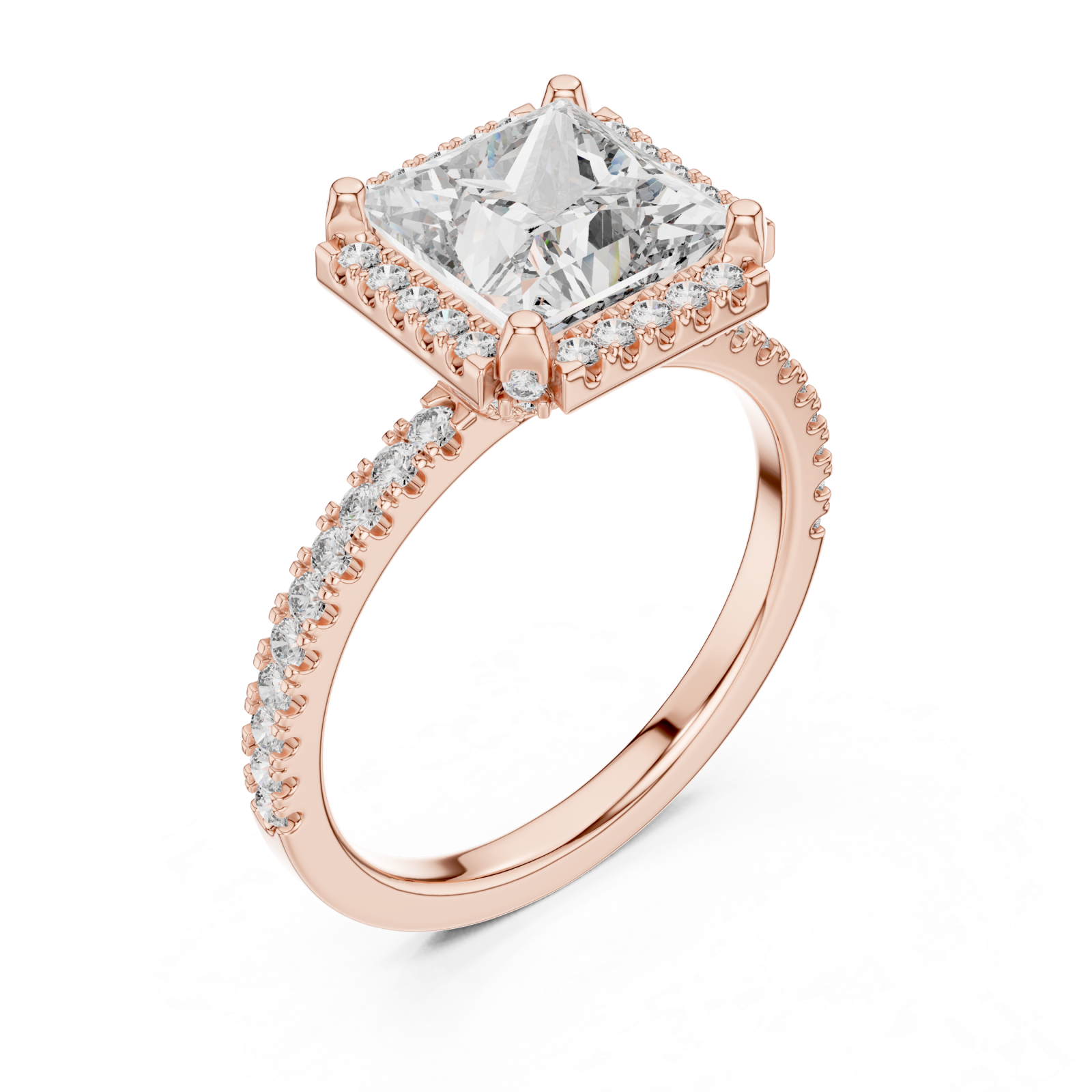  Rose Gold Cascade Crown PavÃ© Band Ring Right View