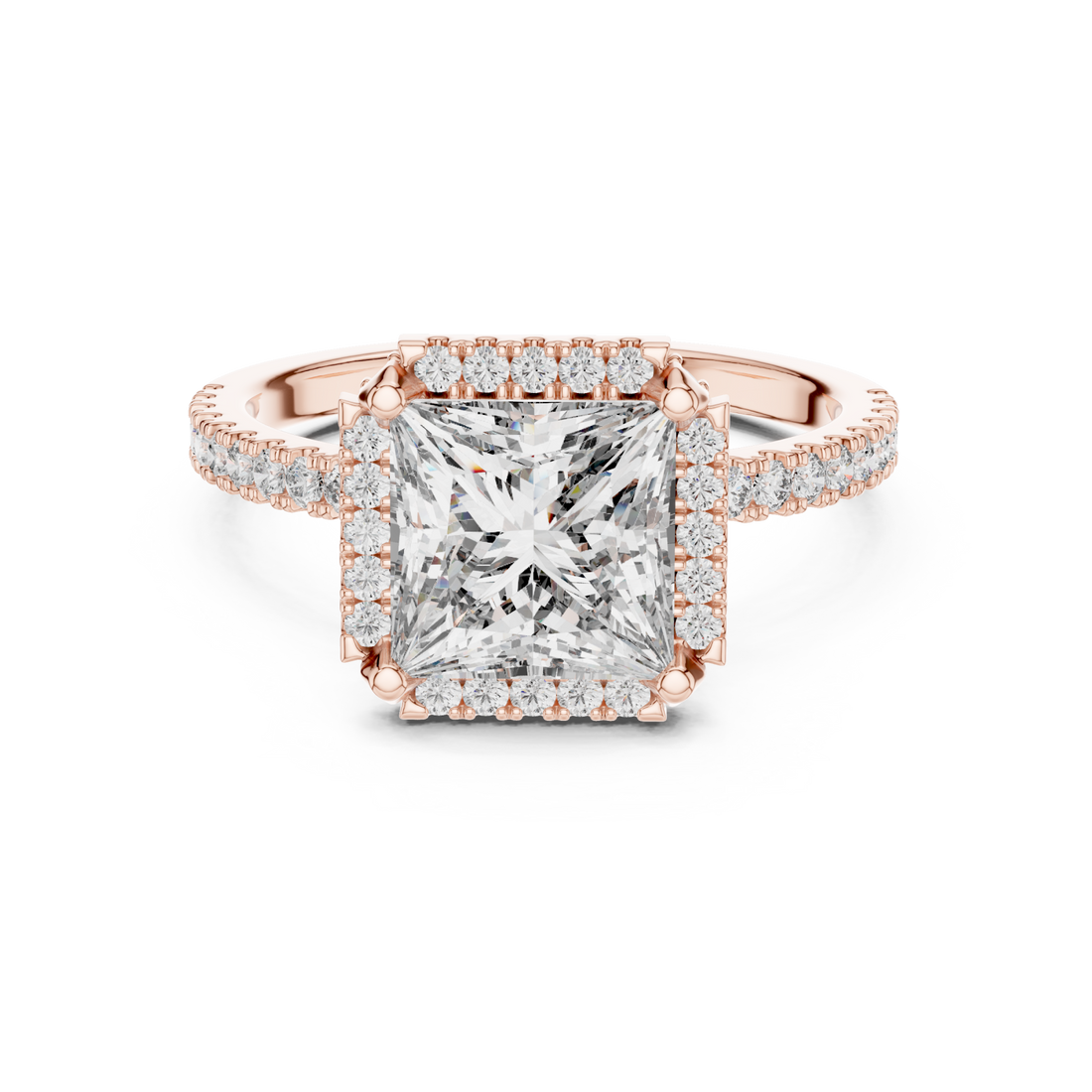  Rose Gold Cascade Crown PavÃ© Band Ring Right View