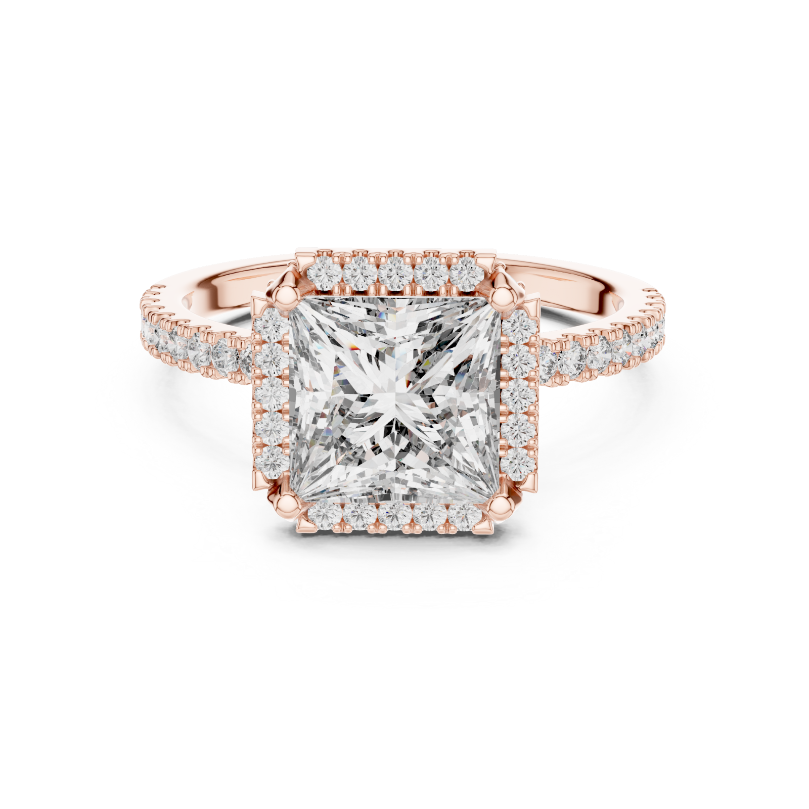 Rose Gold Cascade Crown PavÃ© Band Ring Front View