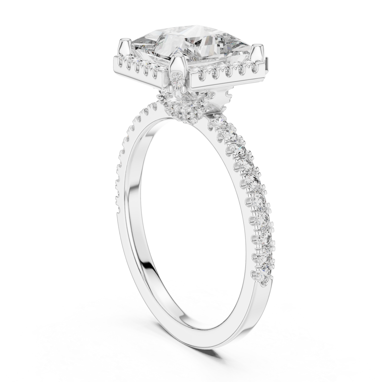  White Gold Cascade Crown PavÃ© Band Ring Left View