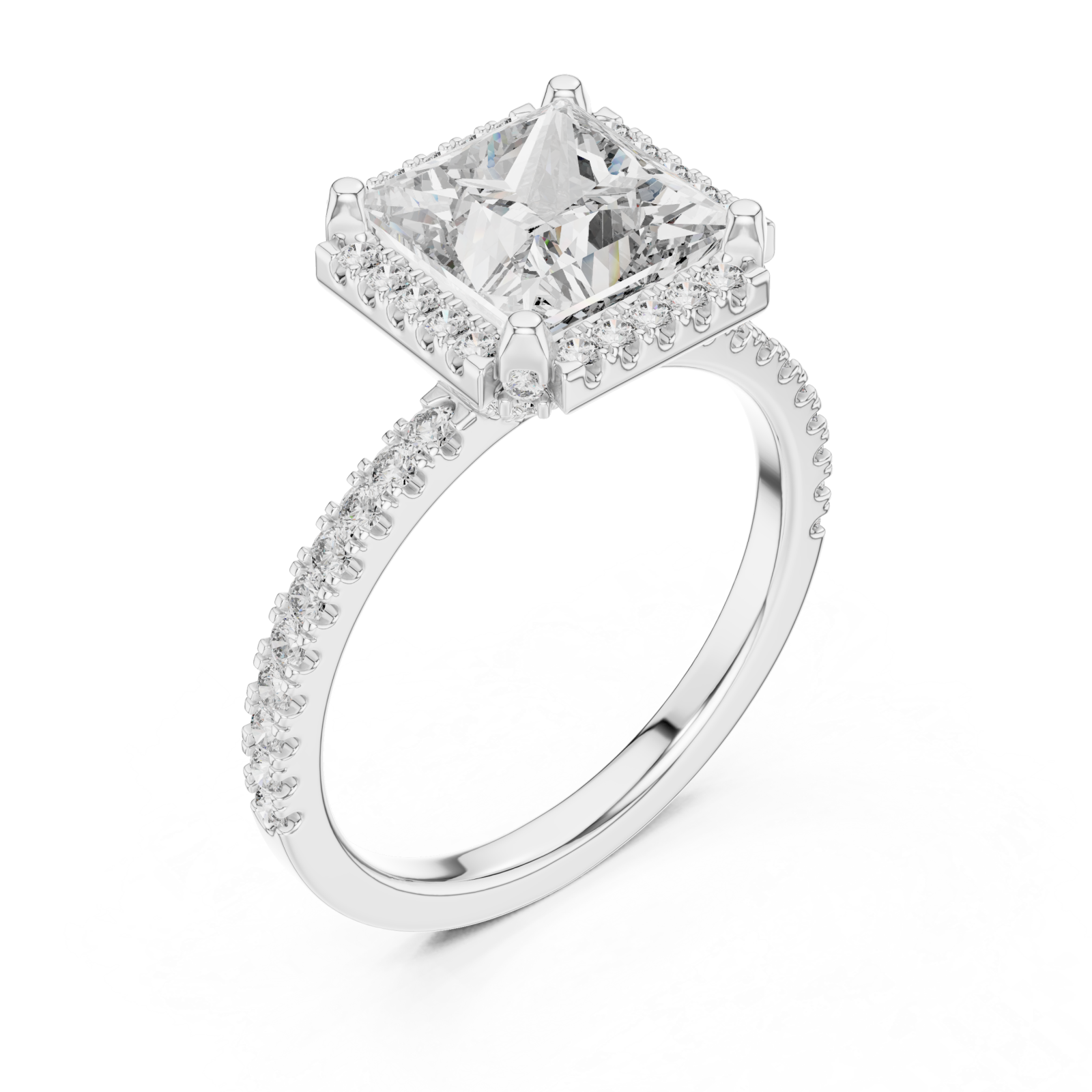  White Gold Cascade Crown PavÃ© Band Ring Right View