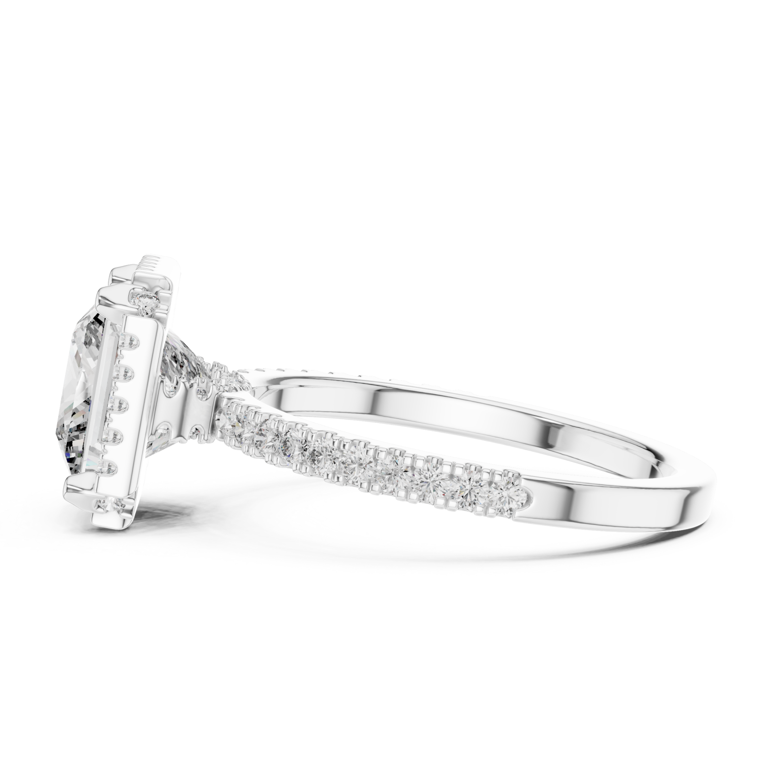  White Gold Cascade Crown PavÃ© Band Ring Side View