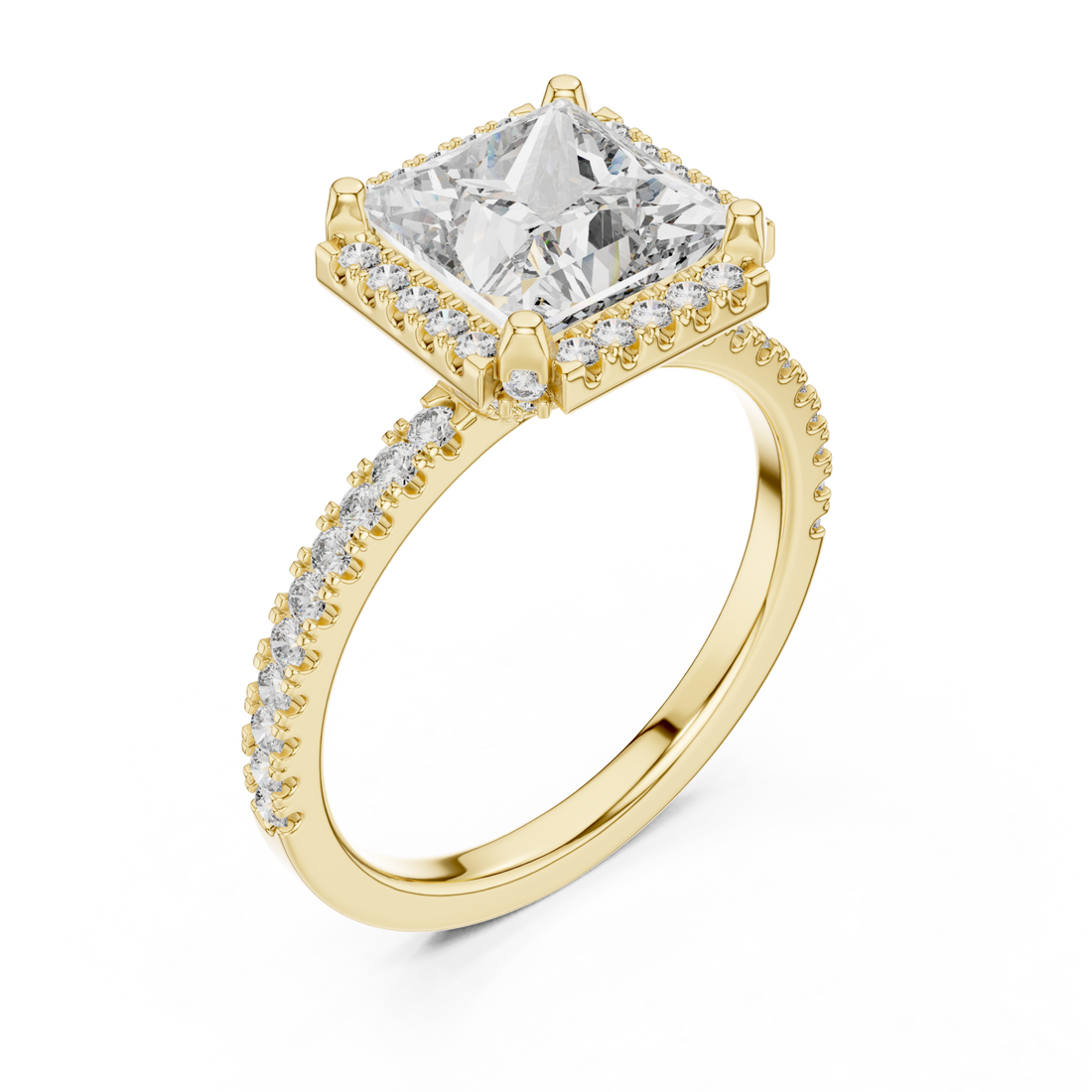 Gold Cascade Crown PavÃ© Band Ring Right View