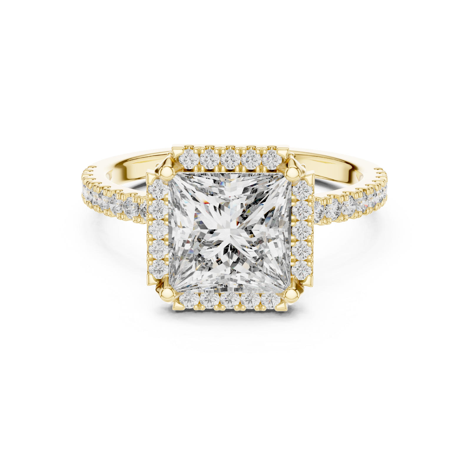  Gold Cascade Crown PavÃ© Band Ring Front View