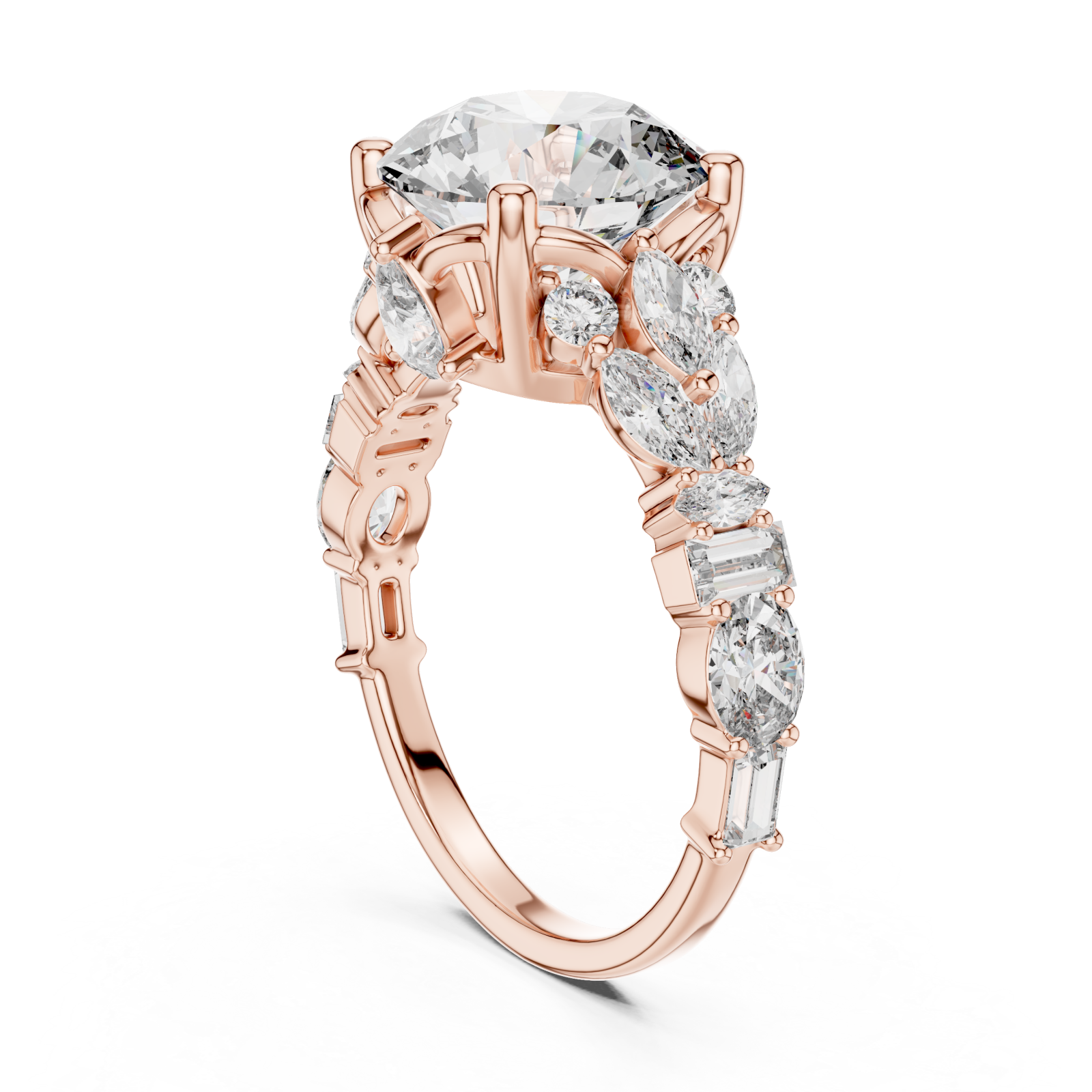  Rose Gold Radiance Flow Bypass Cocktail Ring Left View