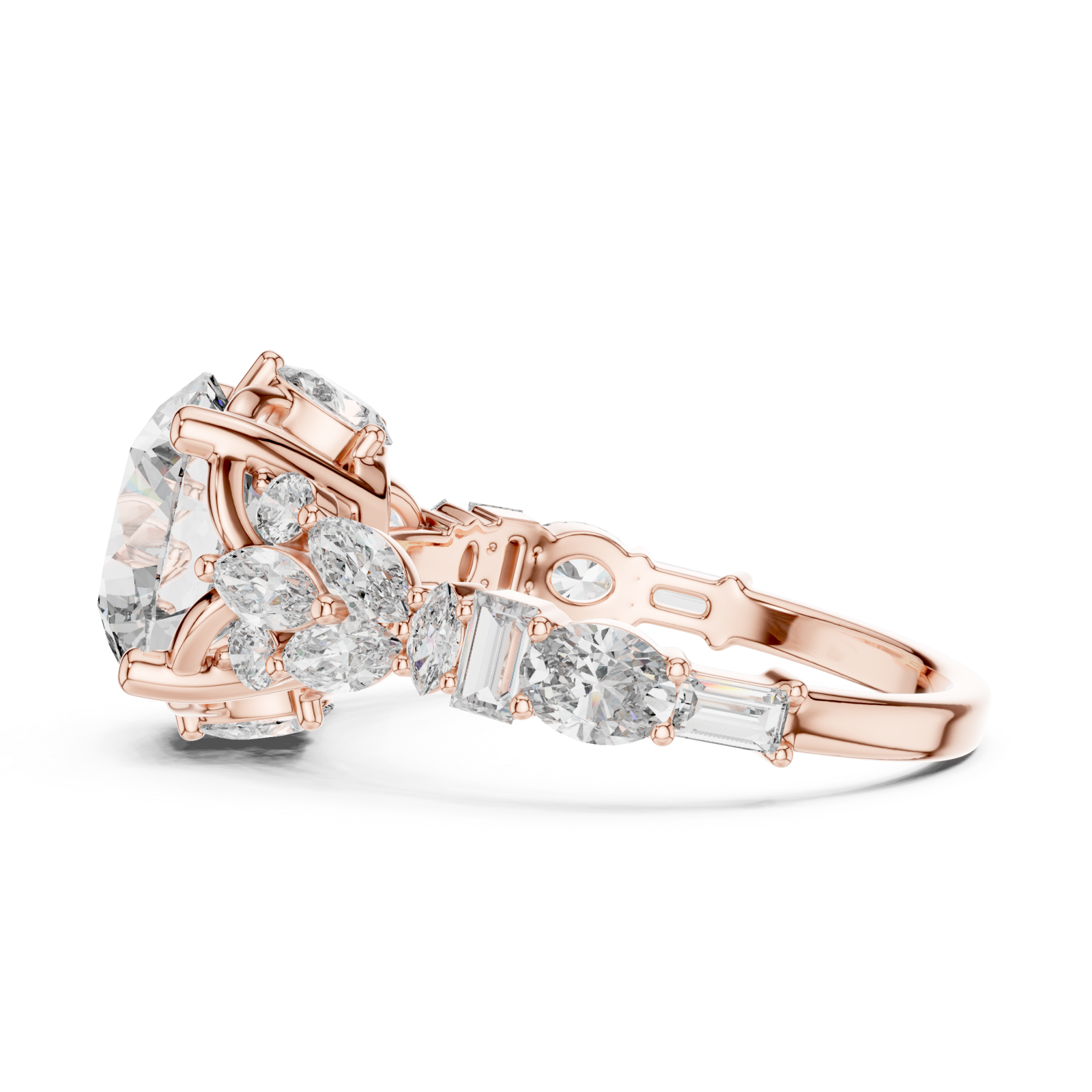  Rose Gold Radiance Flow Bypass Cocktail Ring Side View