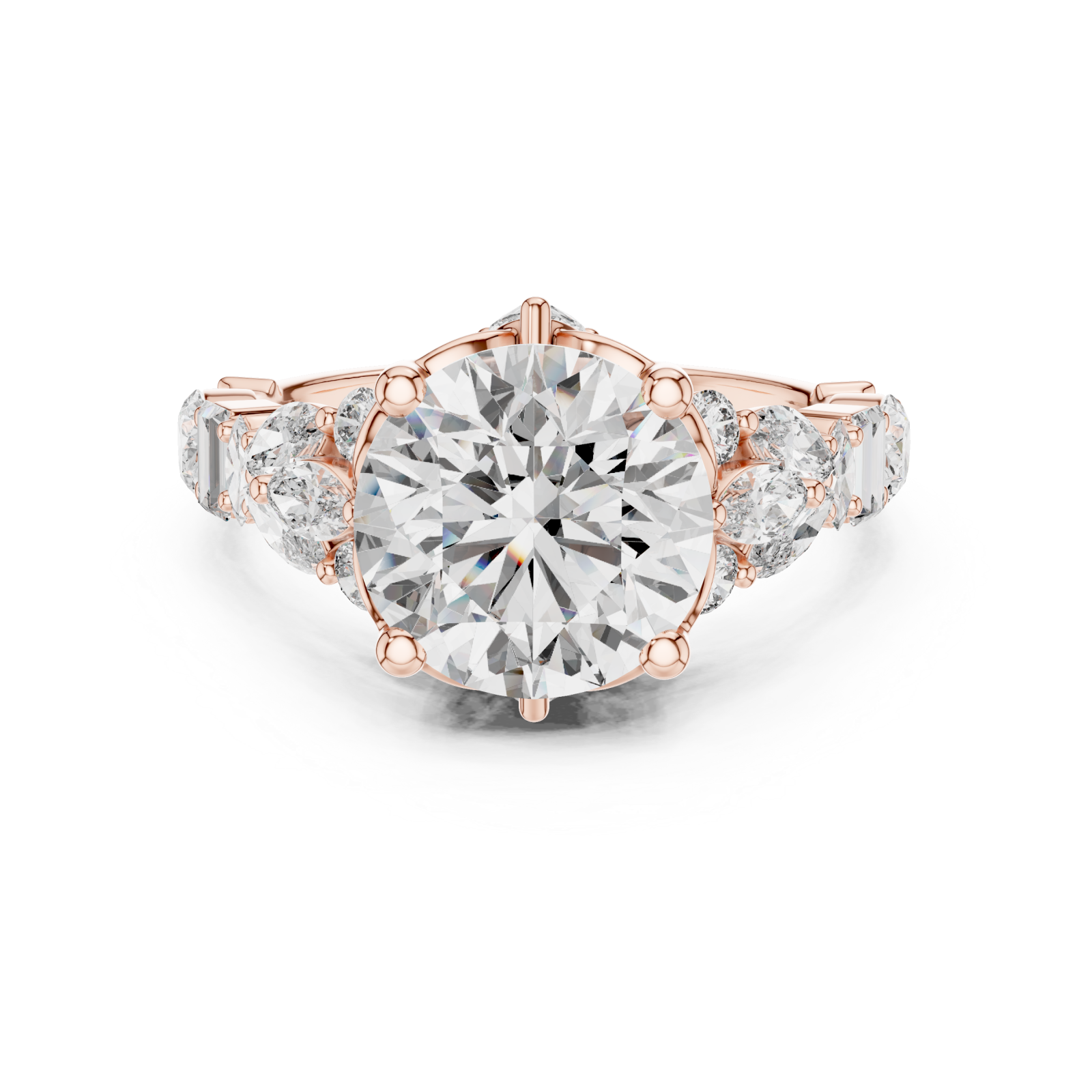  Rose Gold Radiance Flow Bypass Cocktail Ring Front View