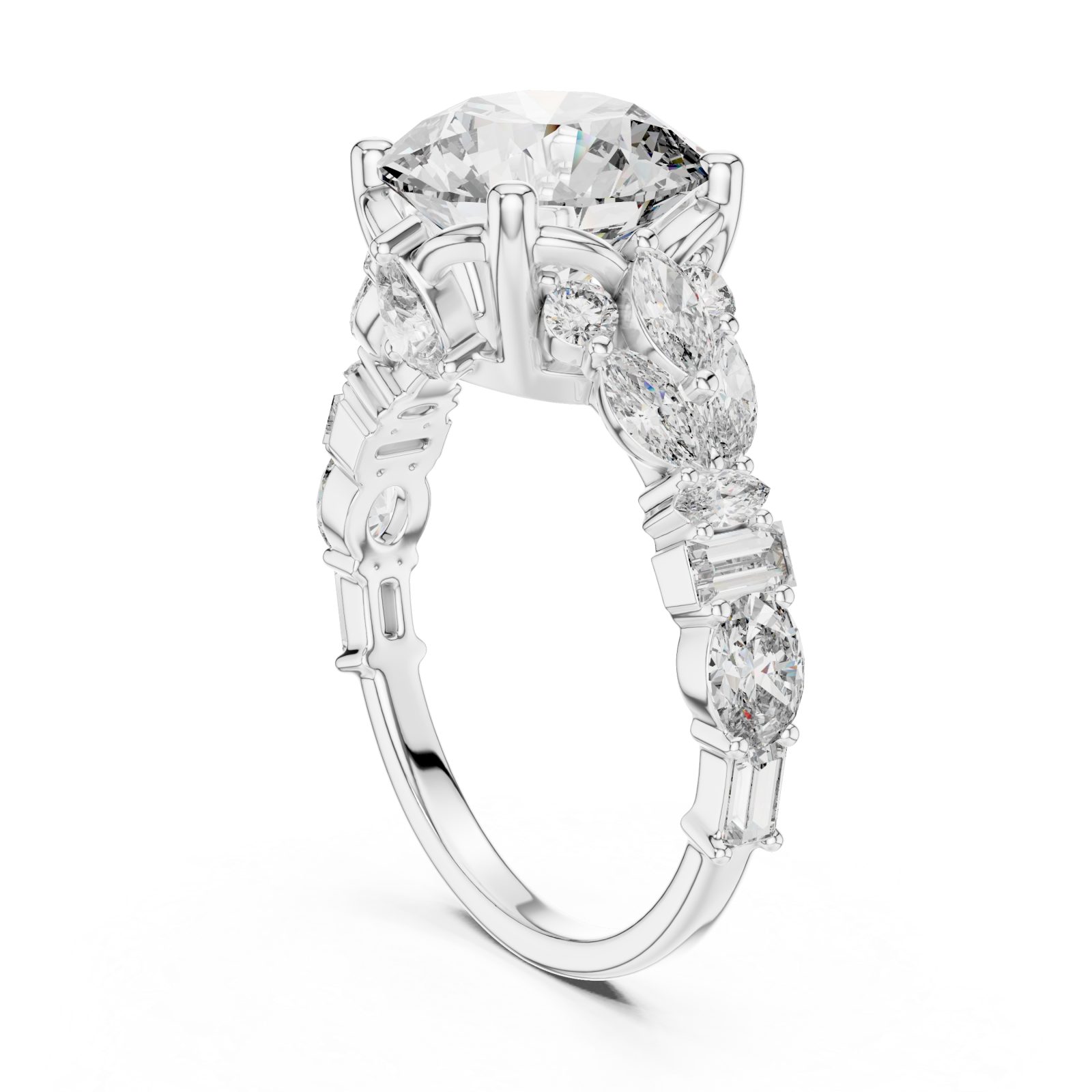  White Gold Radiance Flow Bypass Cocktail Ring Left View