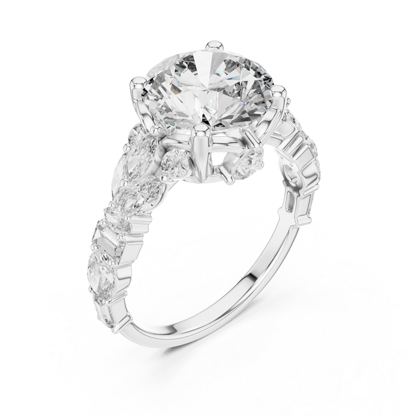  White Gold Radiance Flow Bypass Cocktail Ring Right View