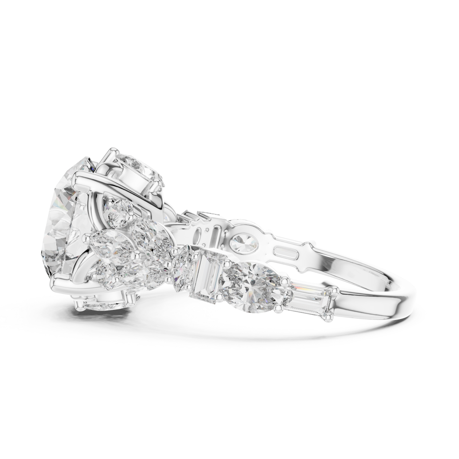  White Gold Radiance Flow Bypass Cocktail Ring Side View