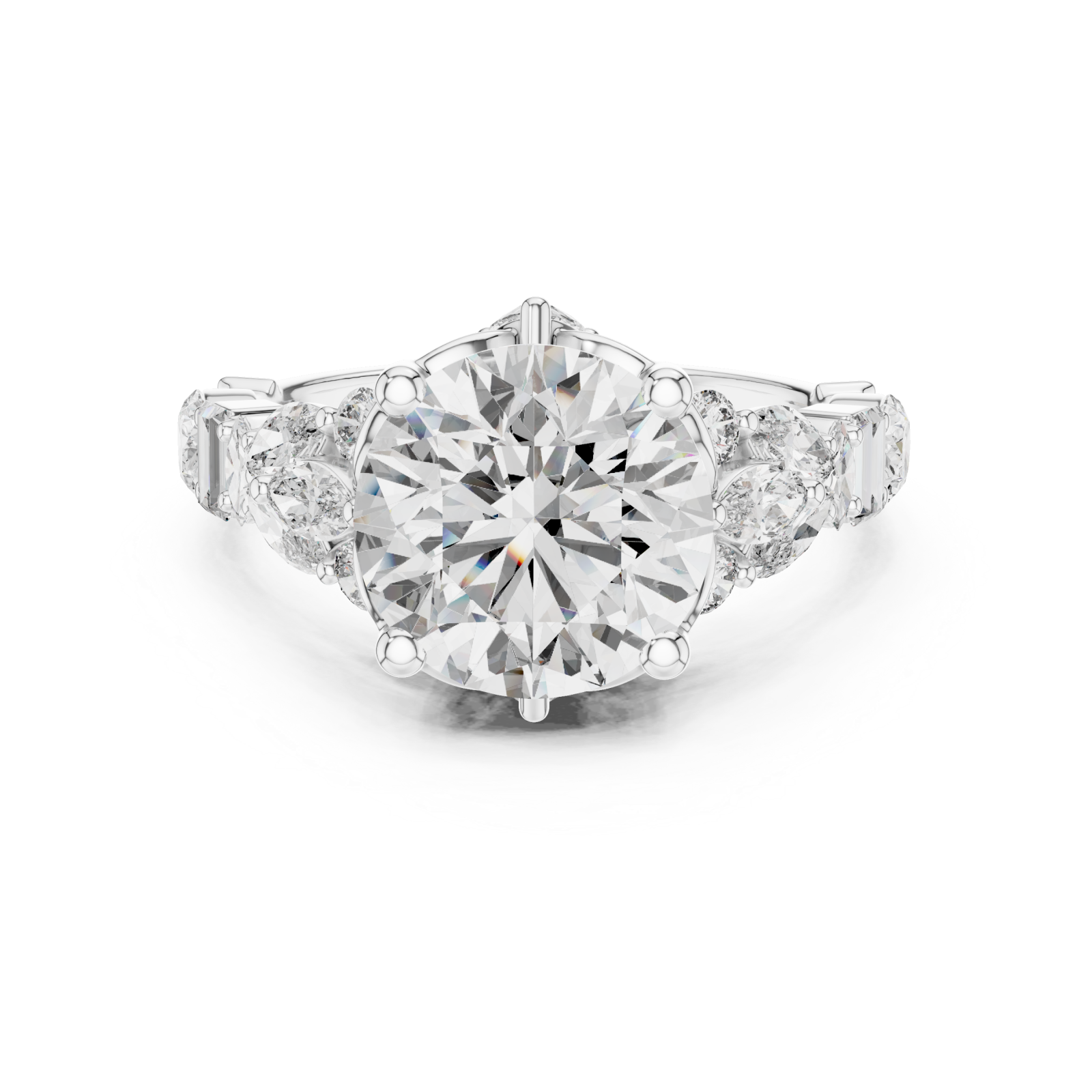  White Gold Radiance Flow Bypass Cocktail Ring Front View