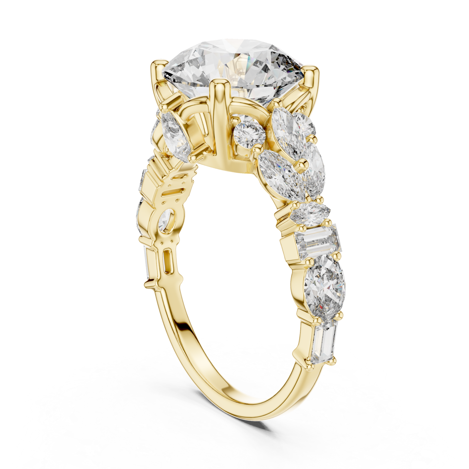  Gold Radiance Flow Bypass Cocktail Ring Left View