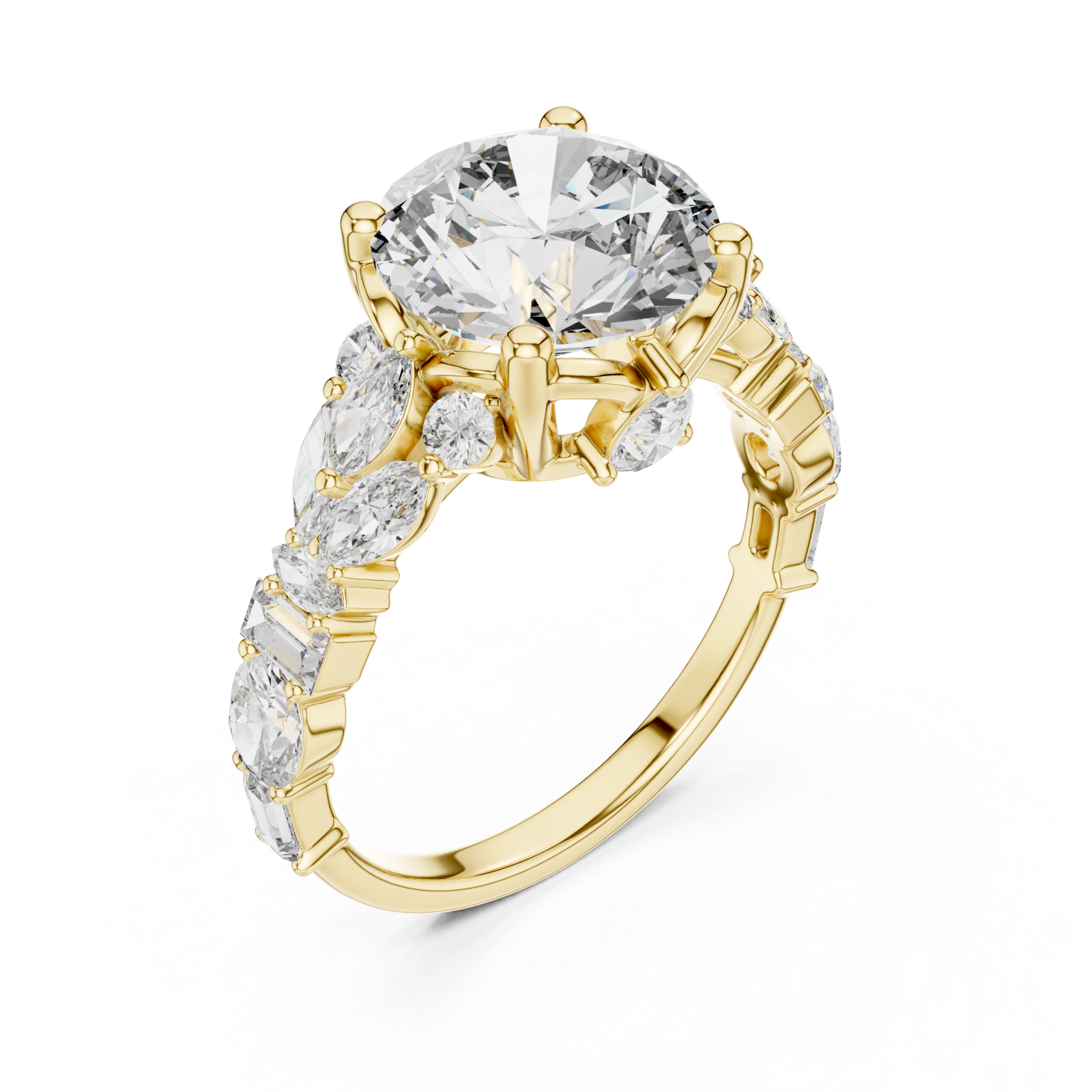 Gold Radiance Flow Bypass Cocktail Ring Right View