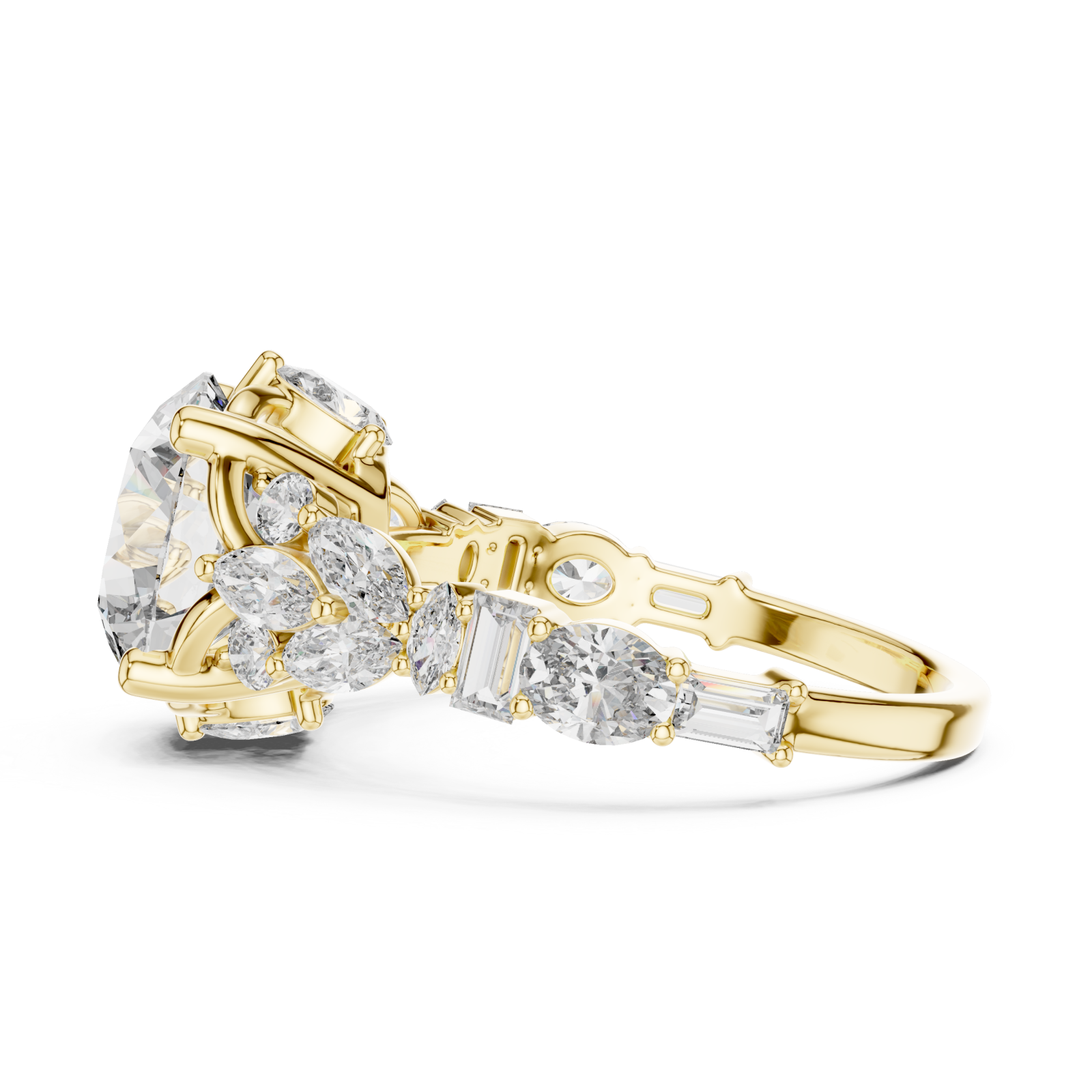 Gold Radiance Flow Bypass Cocktail Ring Side View
