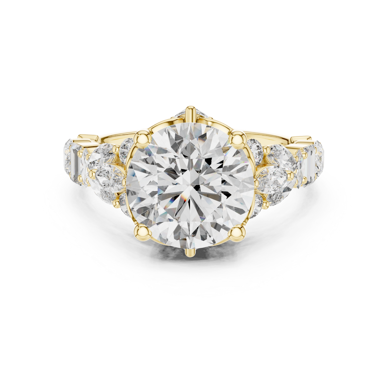  Gold Radiance Flow Bypass Cocktail Ring Front View