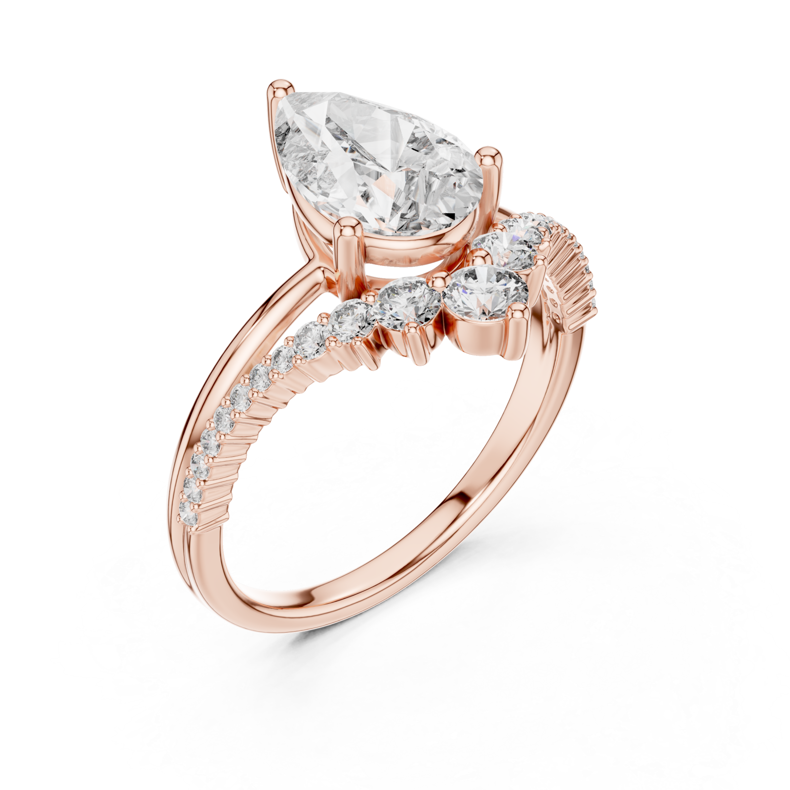  Rose Gold Graceful Vow Solitaire Promise Ring Right View