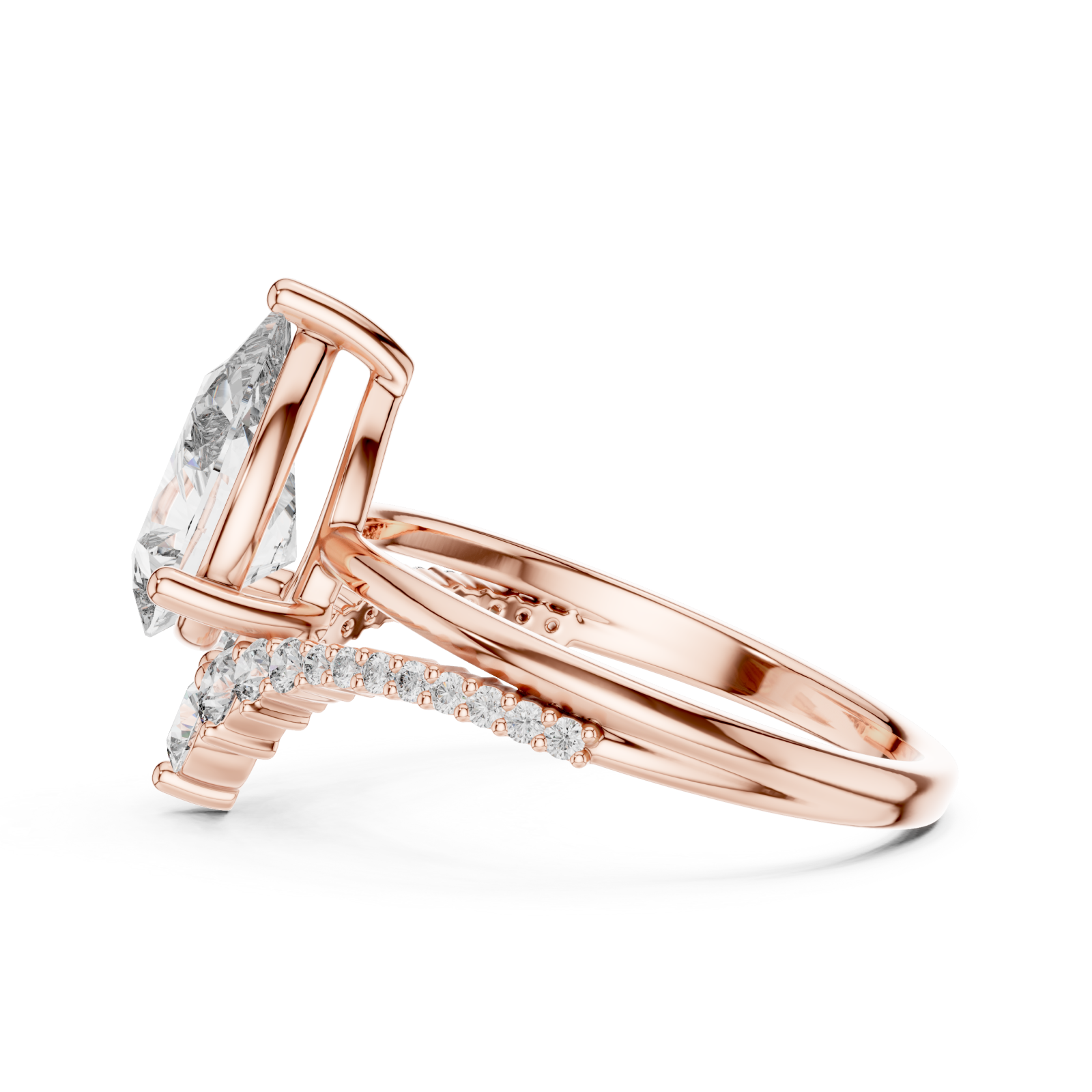  Rose Gold Graceful Vow Solitaire Promise Ring Side View