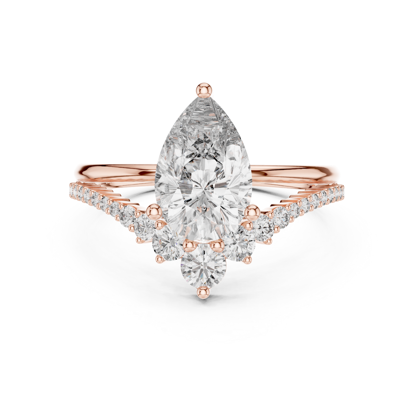  Rose Gold Graceful Vow Solitaire Promise Ring Front View