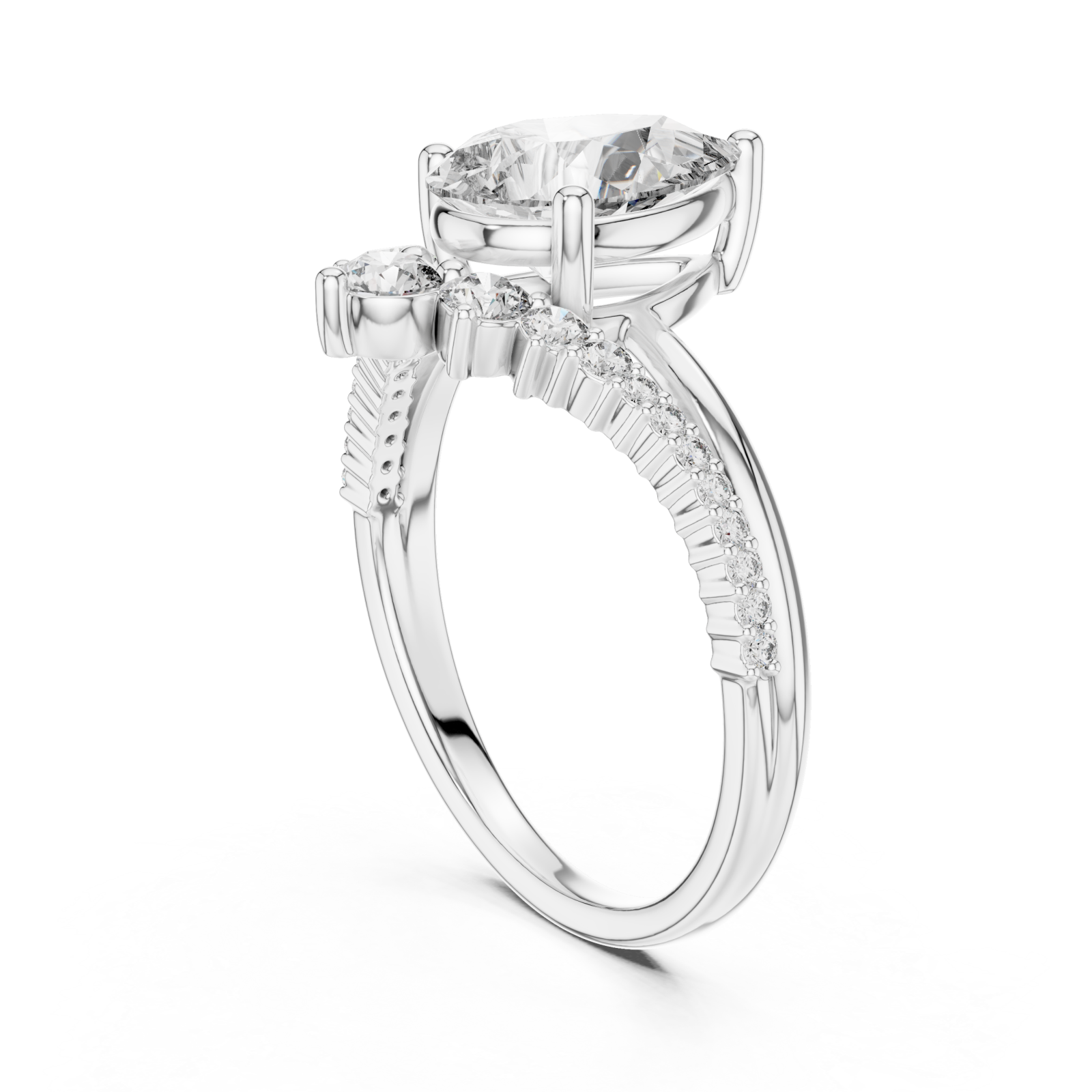  White Gold Graceful Vow Solitaire Promise Ring Left View