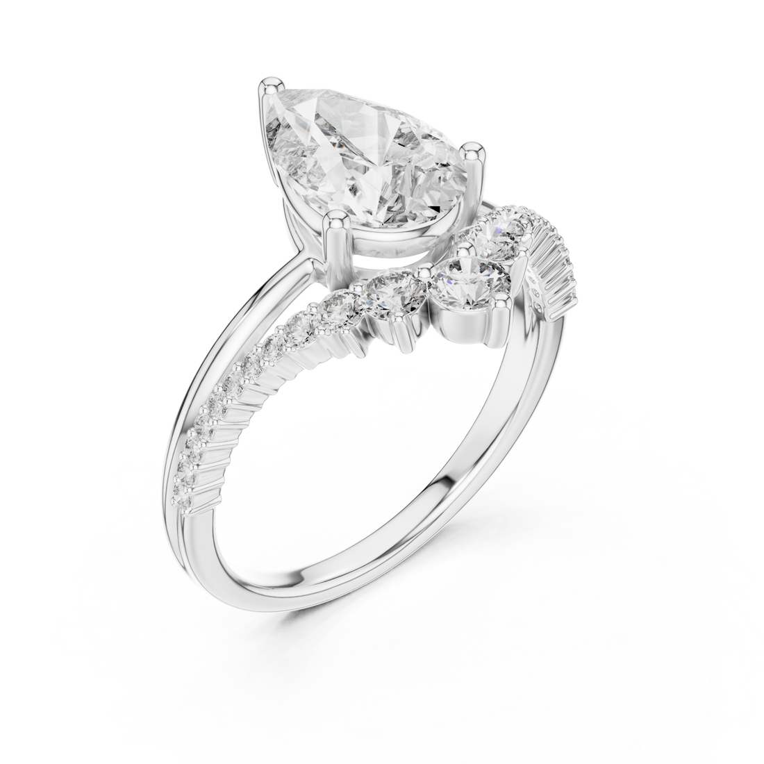  White Gold Graceful Vow Solitaire Promise Ring Right View