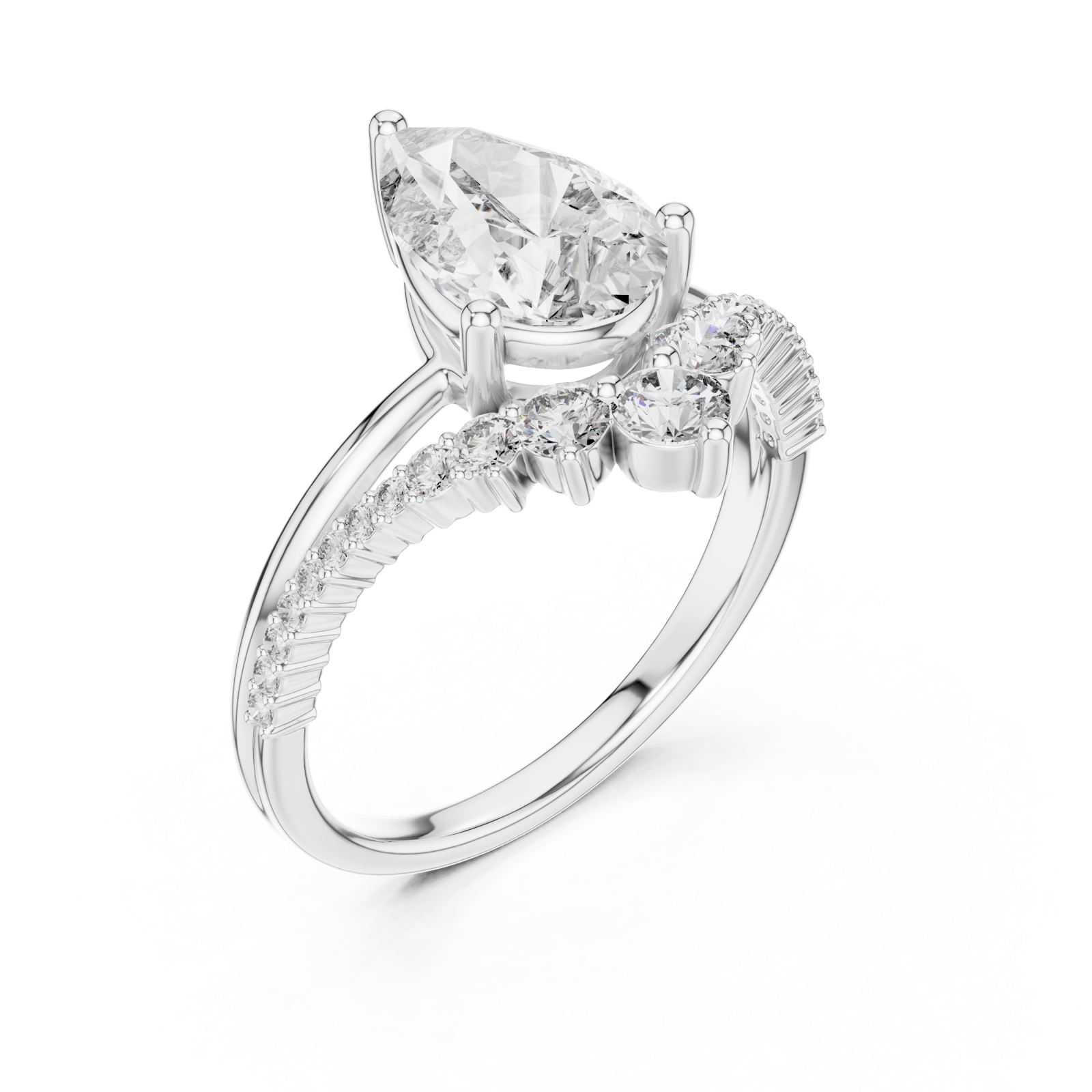  White Gold Graceful Vow Solitaire Promise Ring Right View