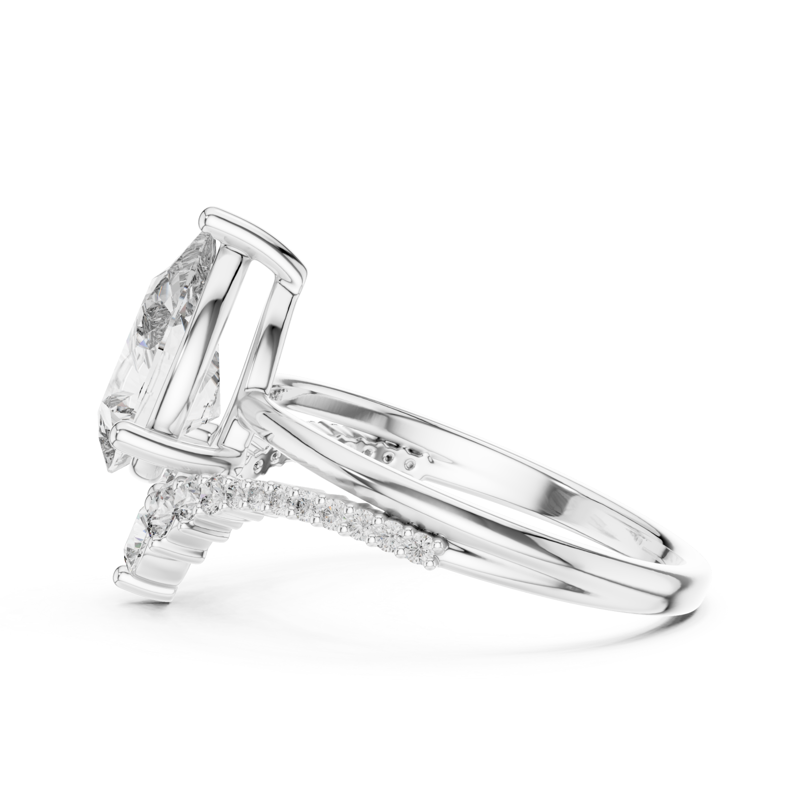  White Gold Graceful Vow Solitaire Promise Ring Side View