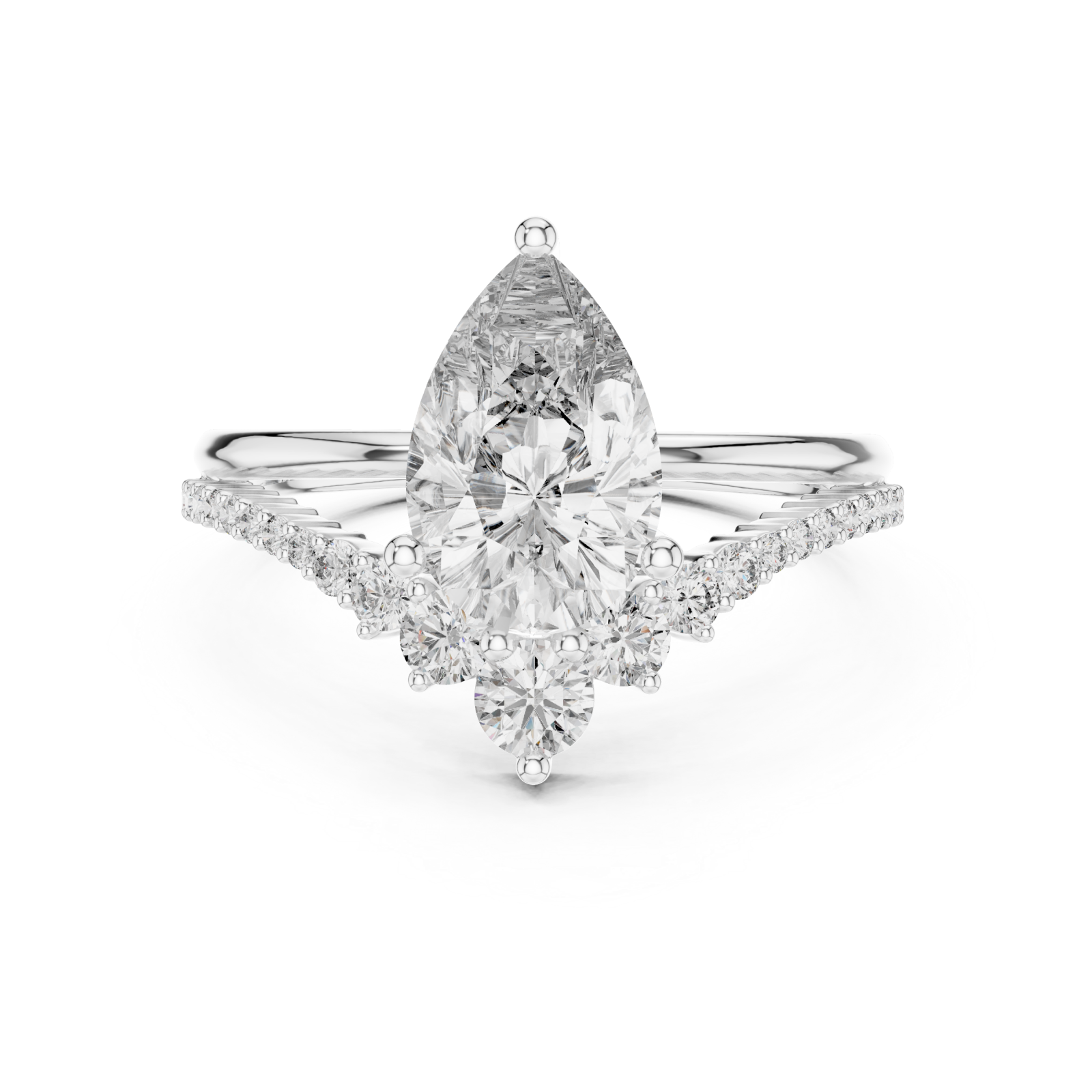  White Gold Graceful Vow Solitaire Promise Ring Front View