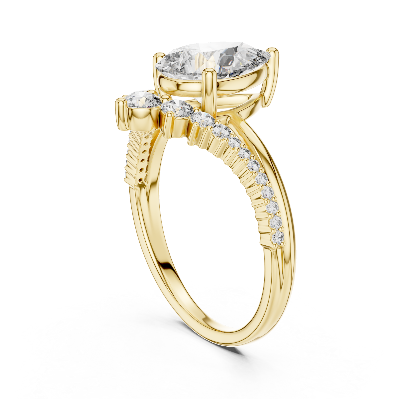  Gold Graceful Vow Solitaire Promise Ring Left View