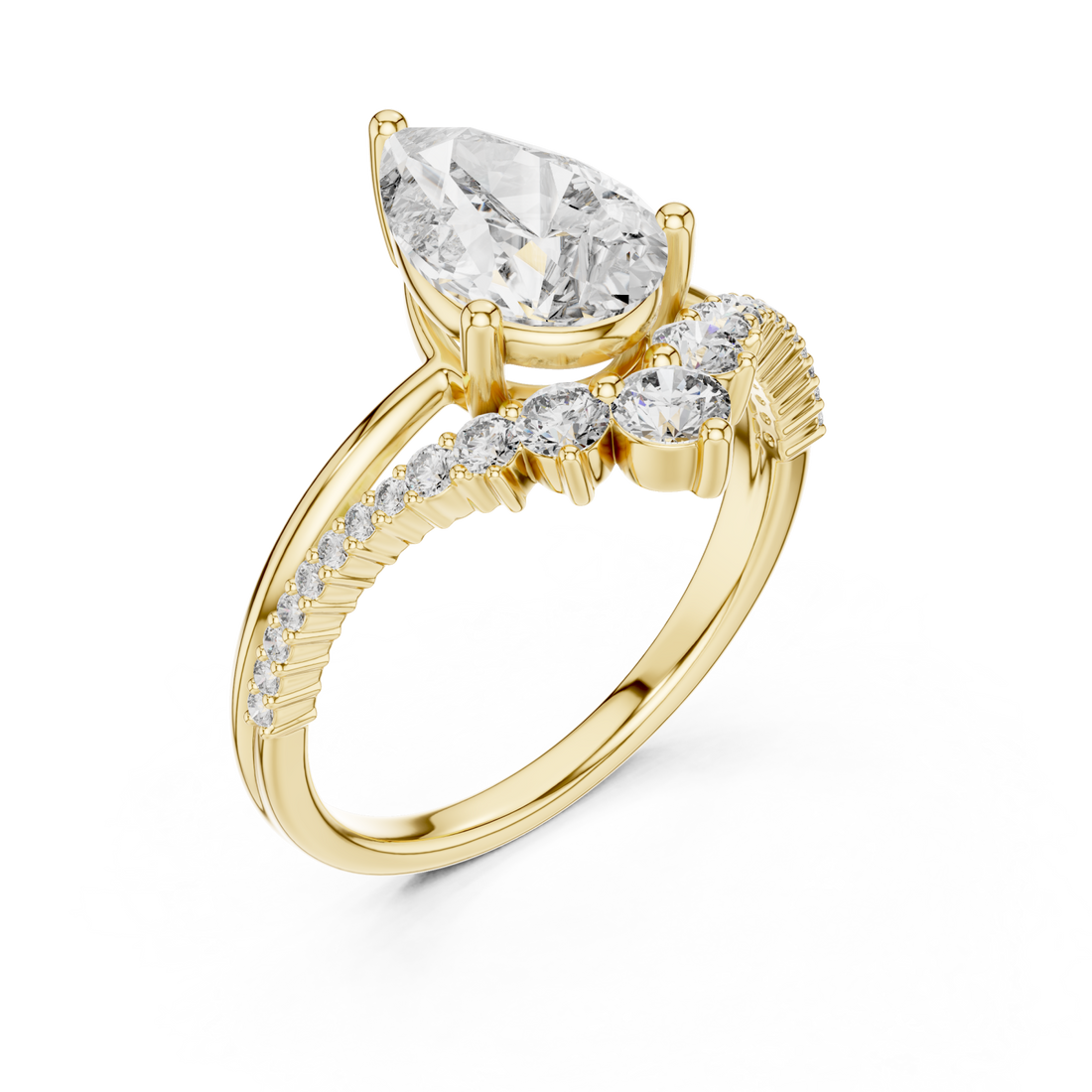 Gold Graceful Vow Solitaire Promise Ring Right View
