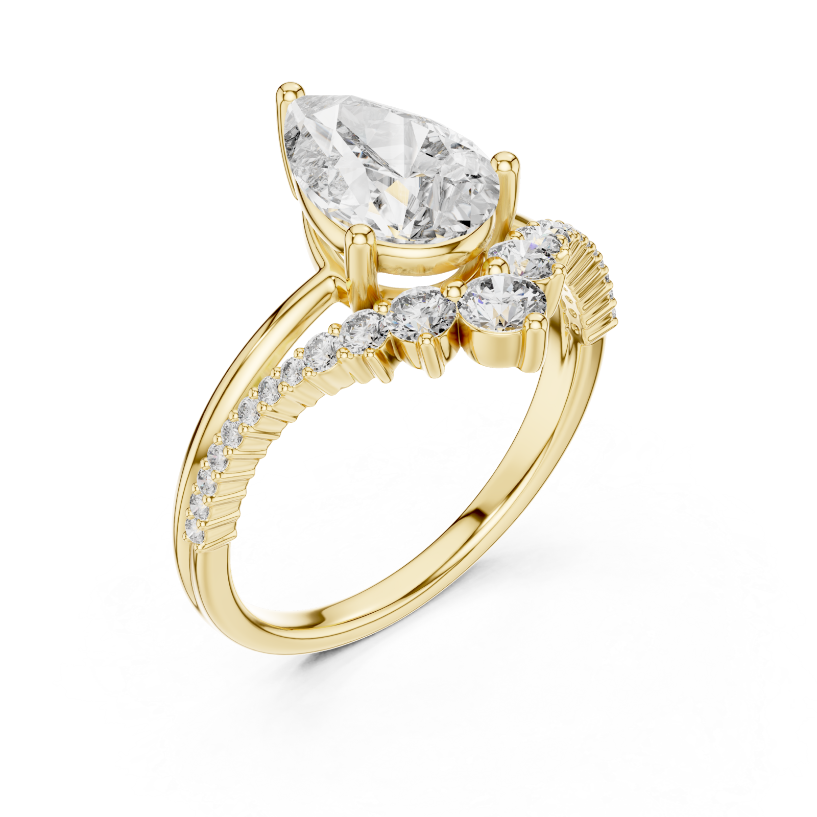Gold Graceful Vow Solitaire Promise Ring Right View