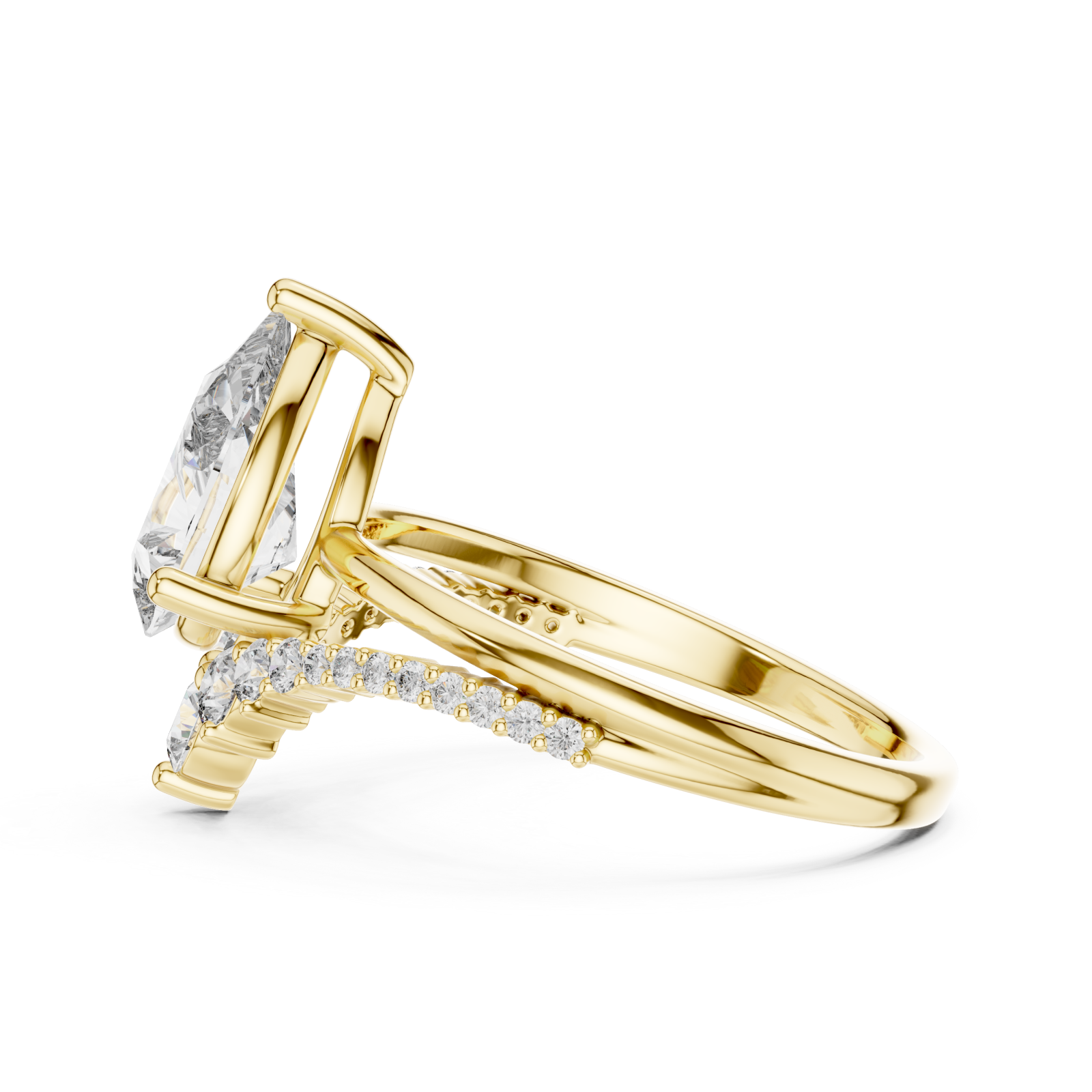  Gold Graceful Vow Solitaire Promise Ring Side View