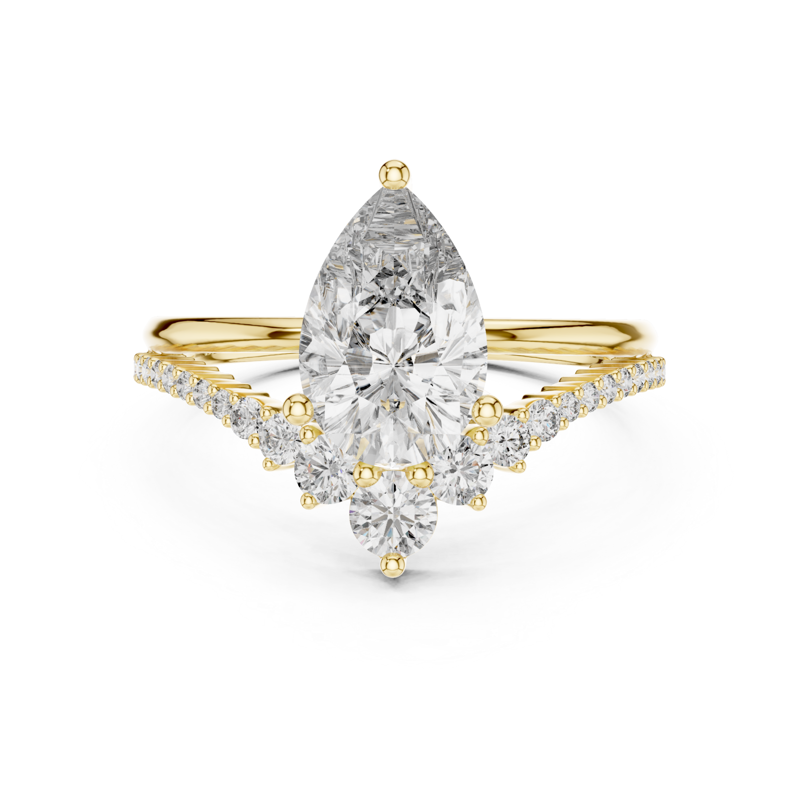  Gold Graceful Vow Solitaire Promise Ring Front View