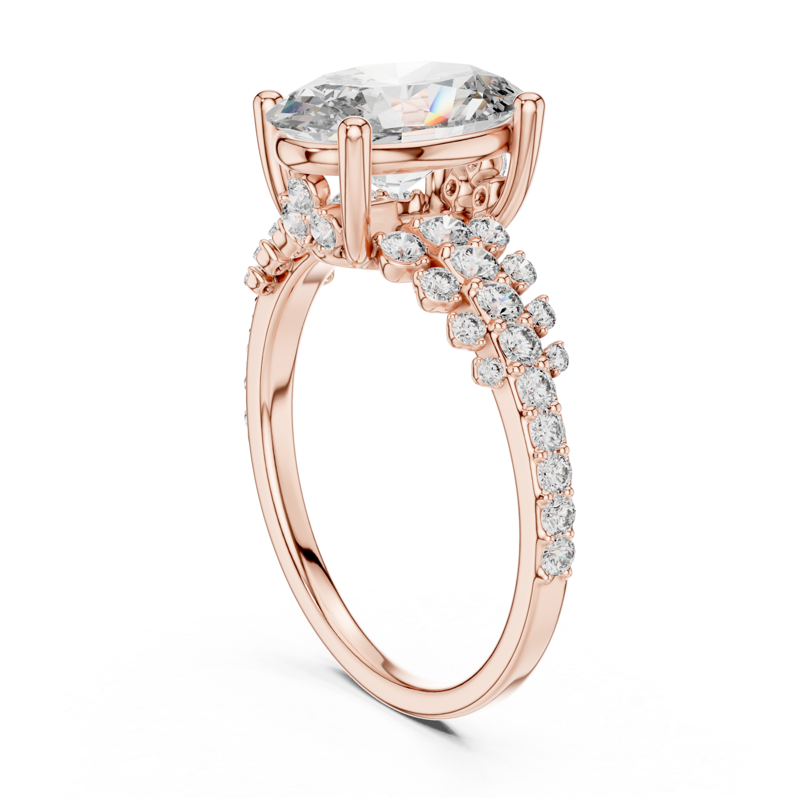  Rose Gold Radiant Whisper Vintage-Inspired Solitaire Band Left View
