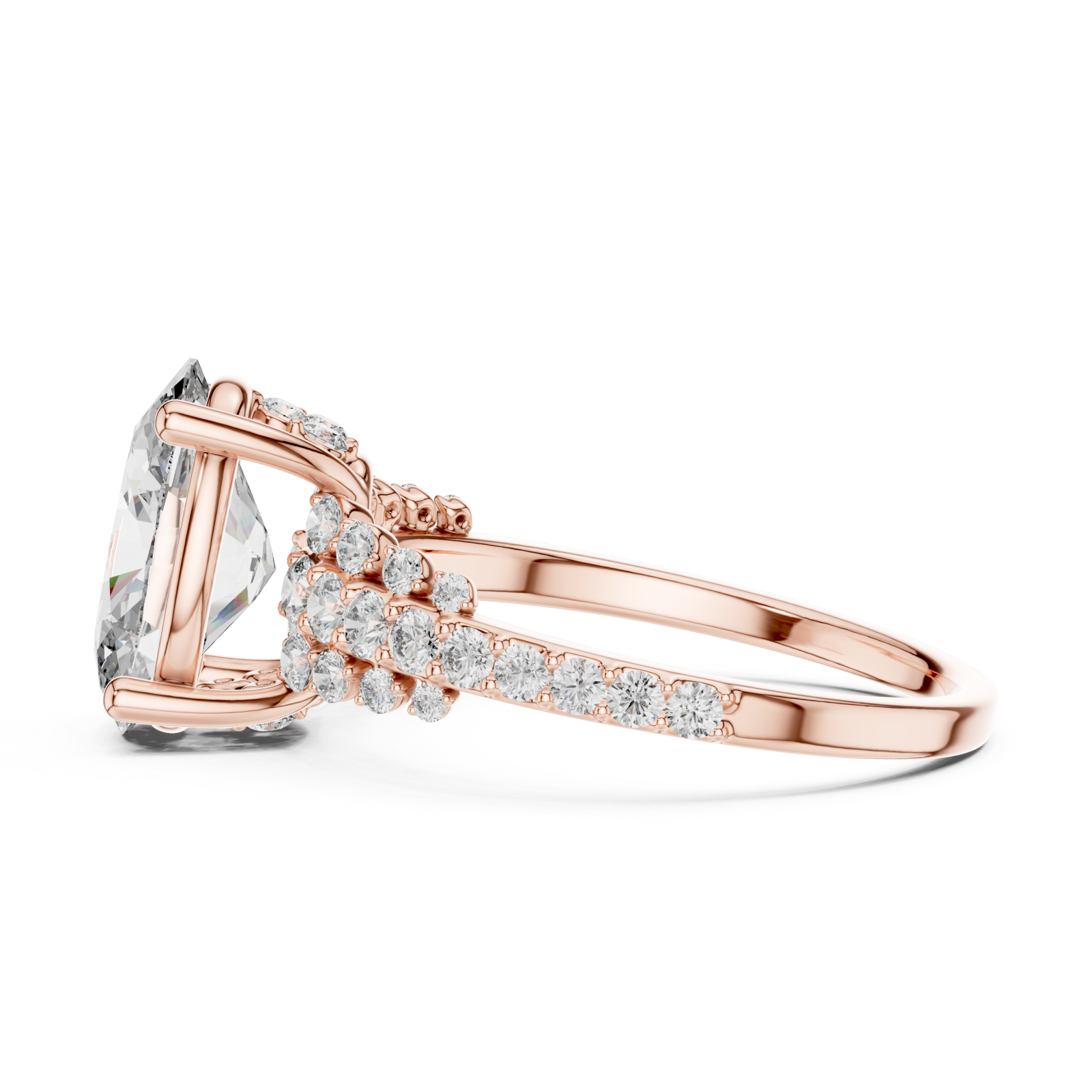  Rose Gold Radiant Whisper Vintage-Inspired Solitaire Band Side View