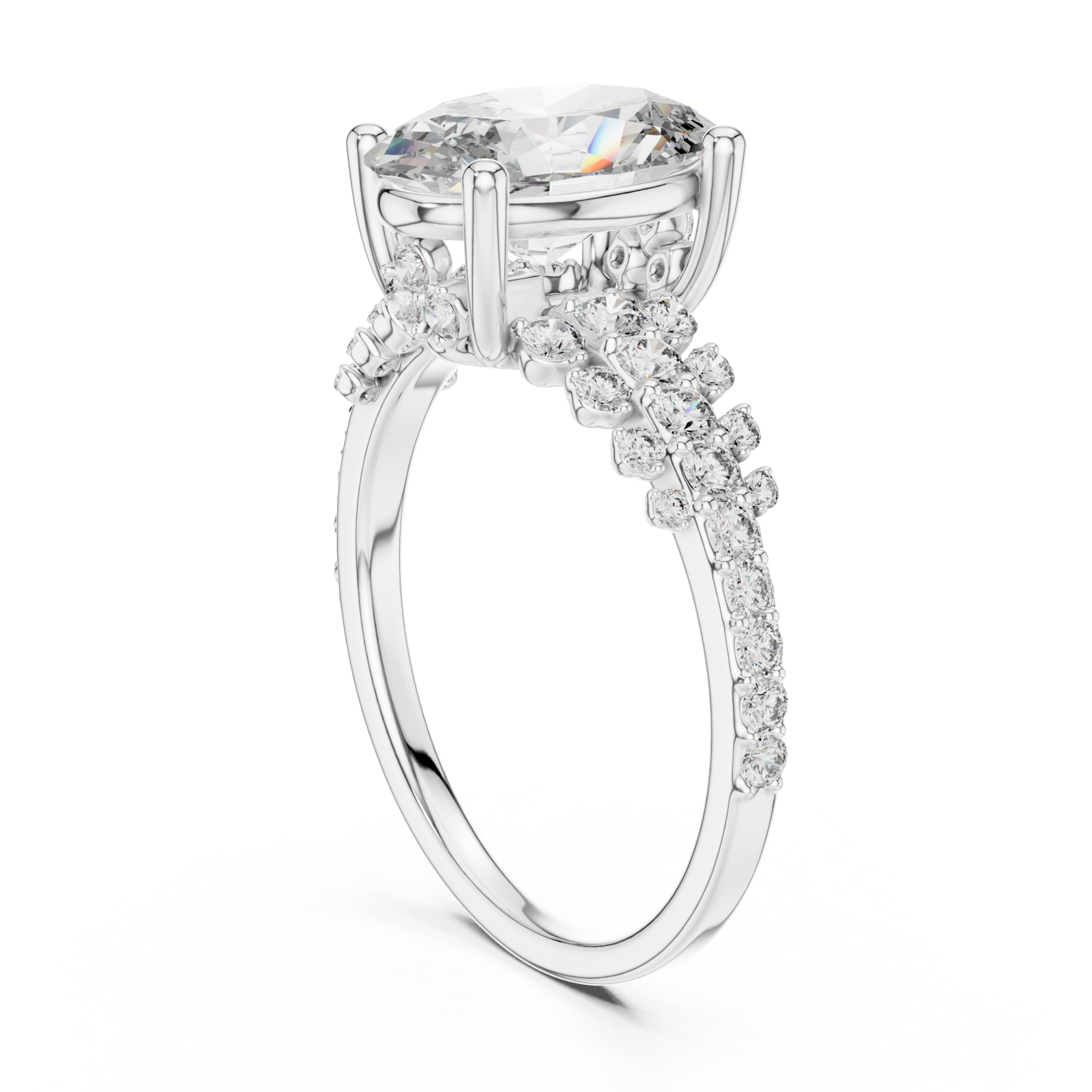  White Gold Radiant Whisper Vintage-Inspired Solitaire Band Left View