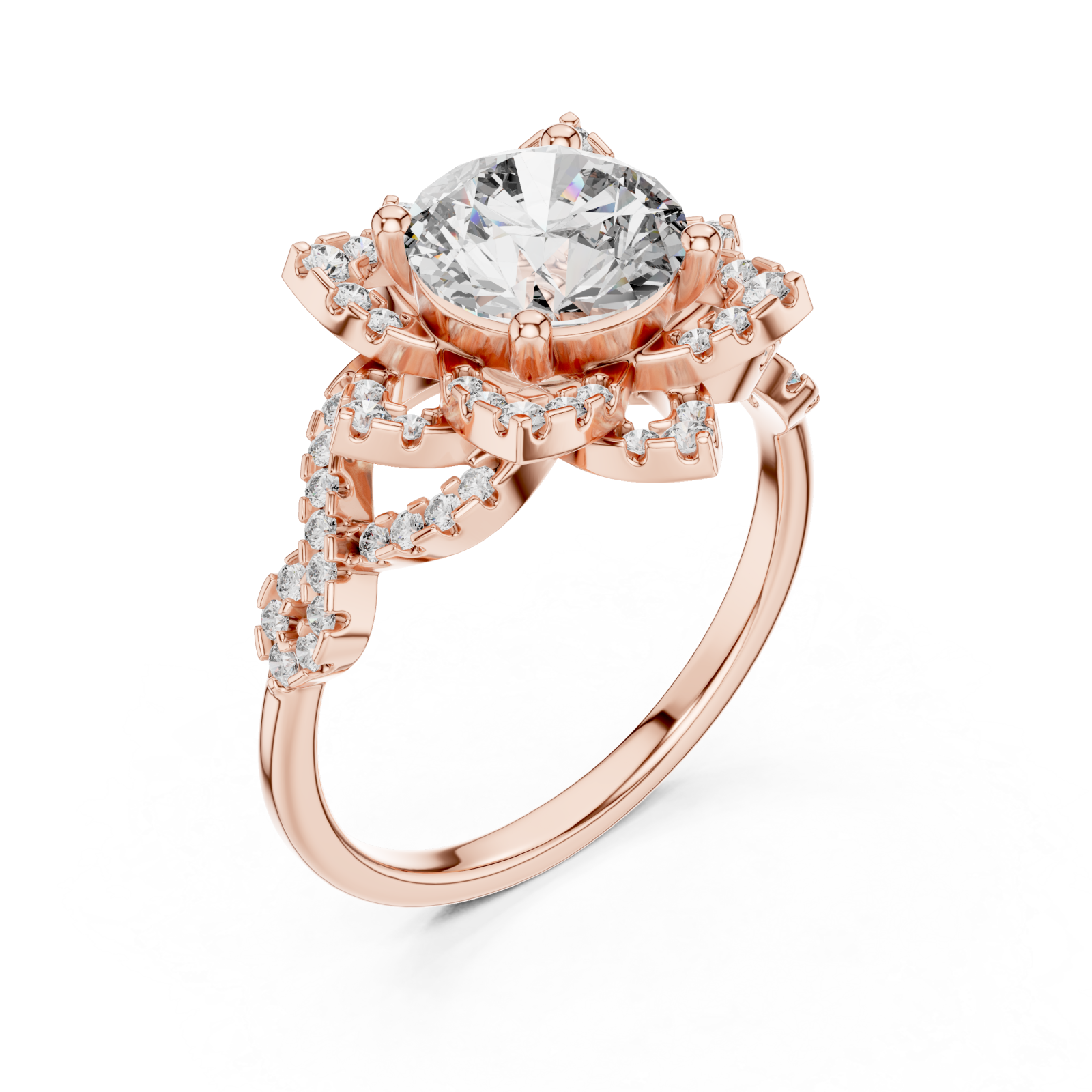  Rose Gold Radiant Infinity Spiral Halo Band Right View
