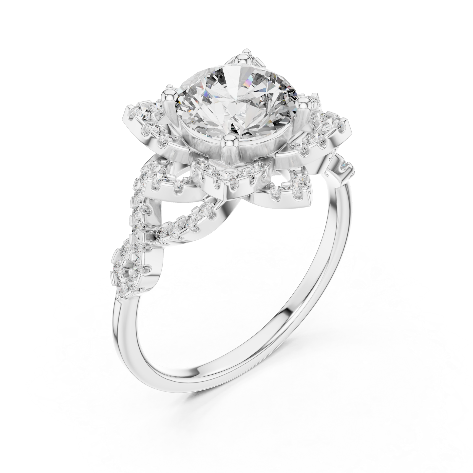 White Gold Radiant Infinity Spiral Halo Band Right View