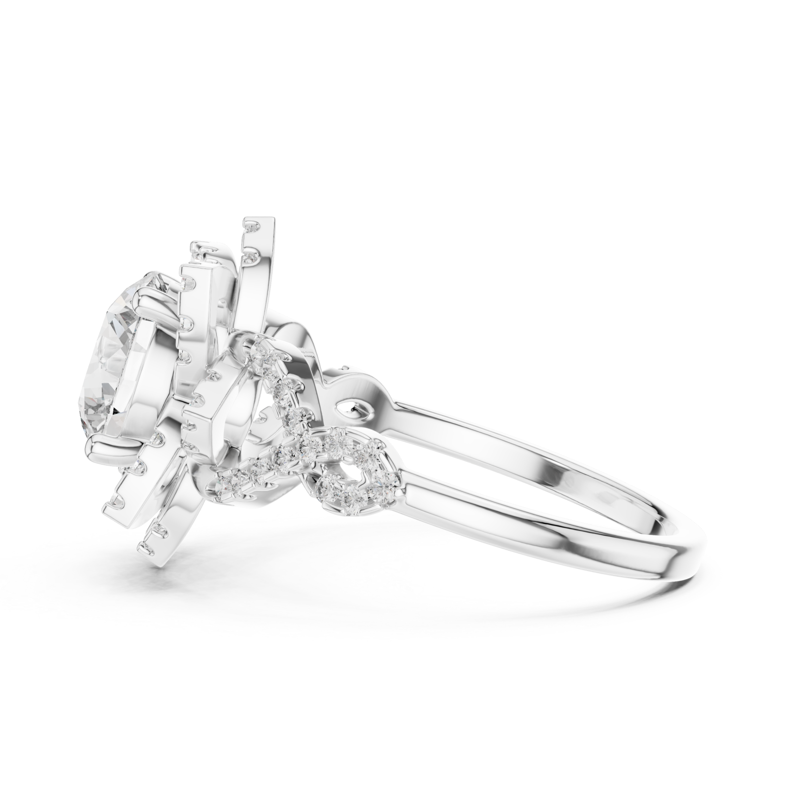  White Gold Radiant Infinity Spiral Halo Band Side View