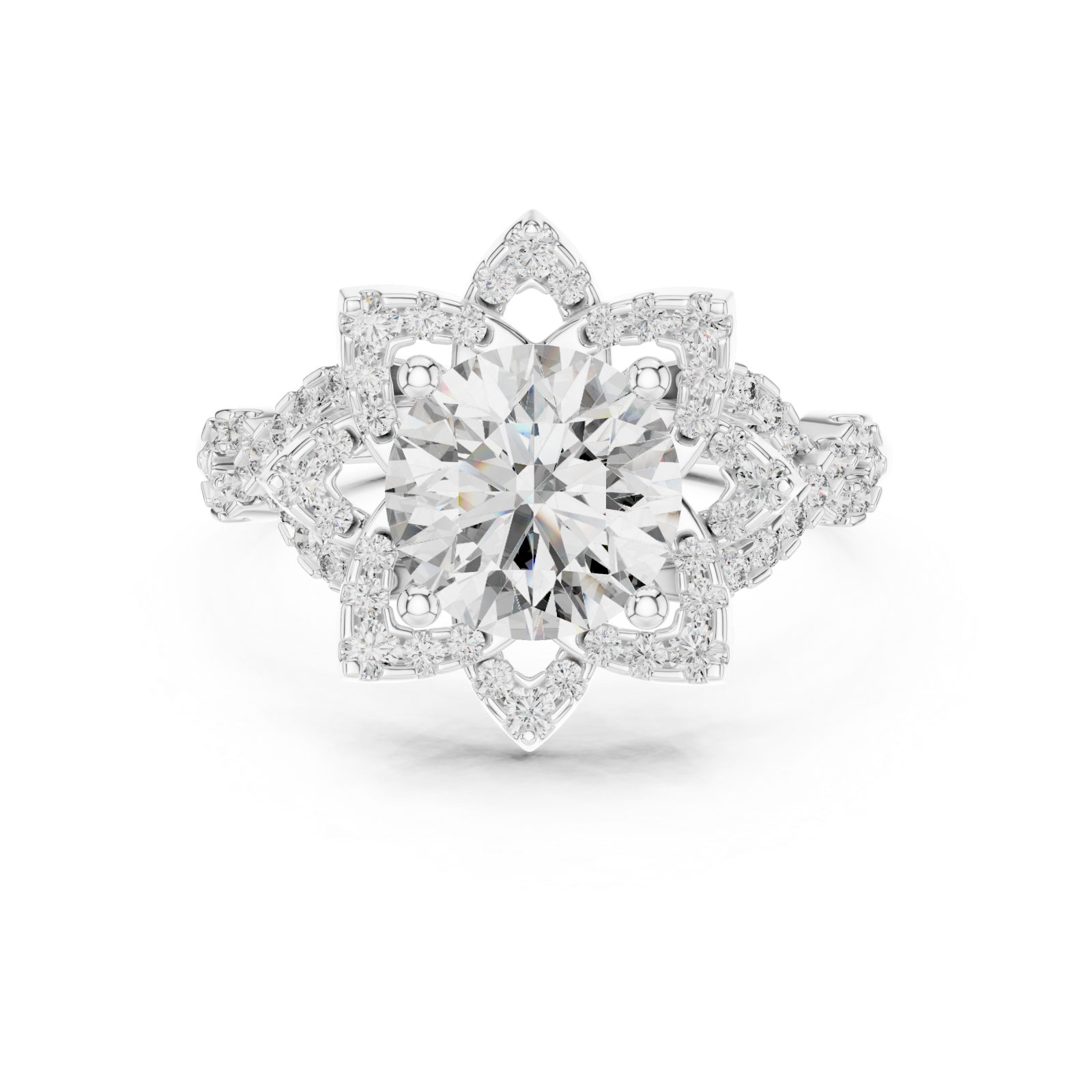  White Gold Radiant Infinity Spiral Halo Band Front View
