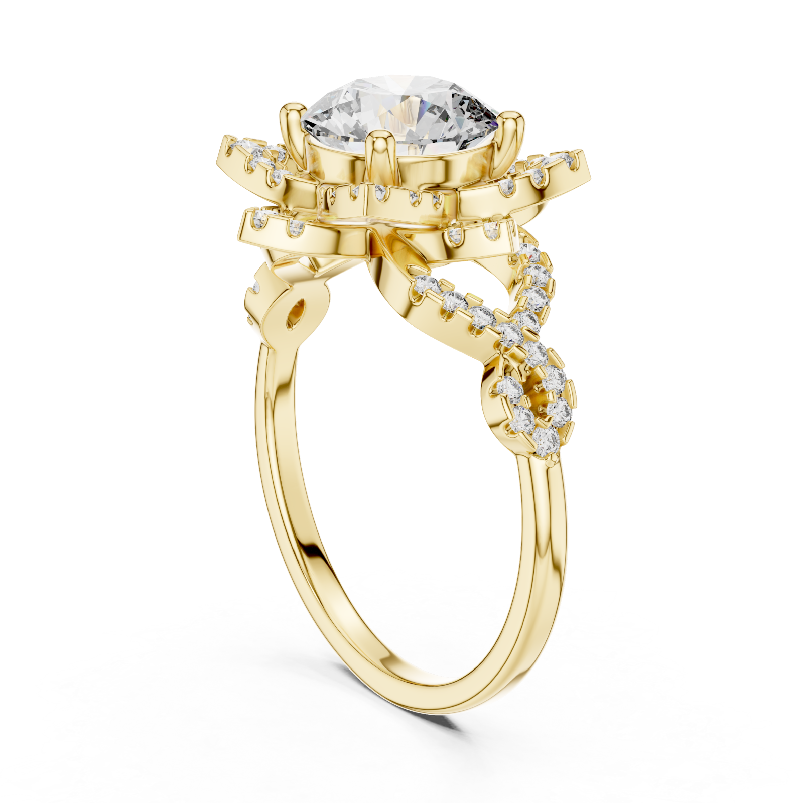  Gold Radiant Infinity Spiral Halo Band Left View