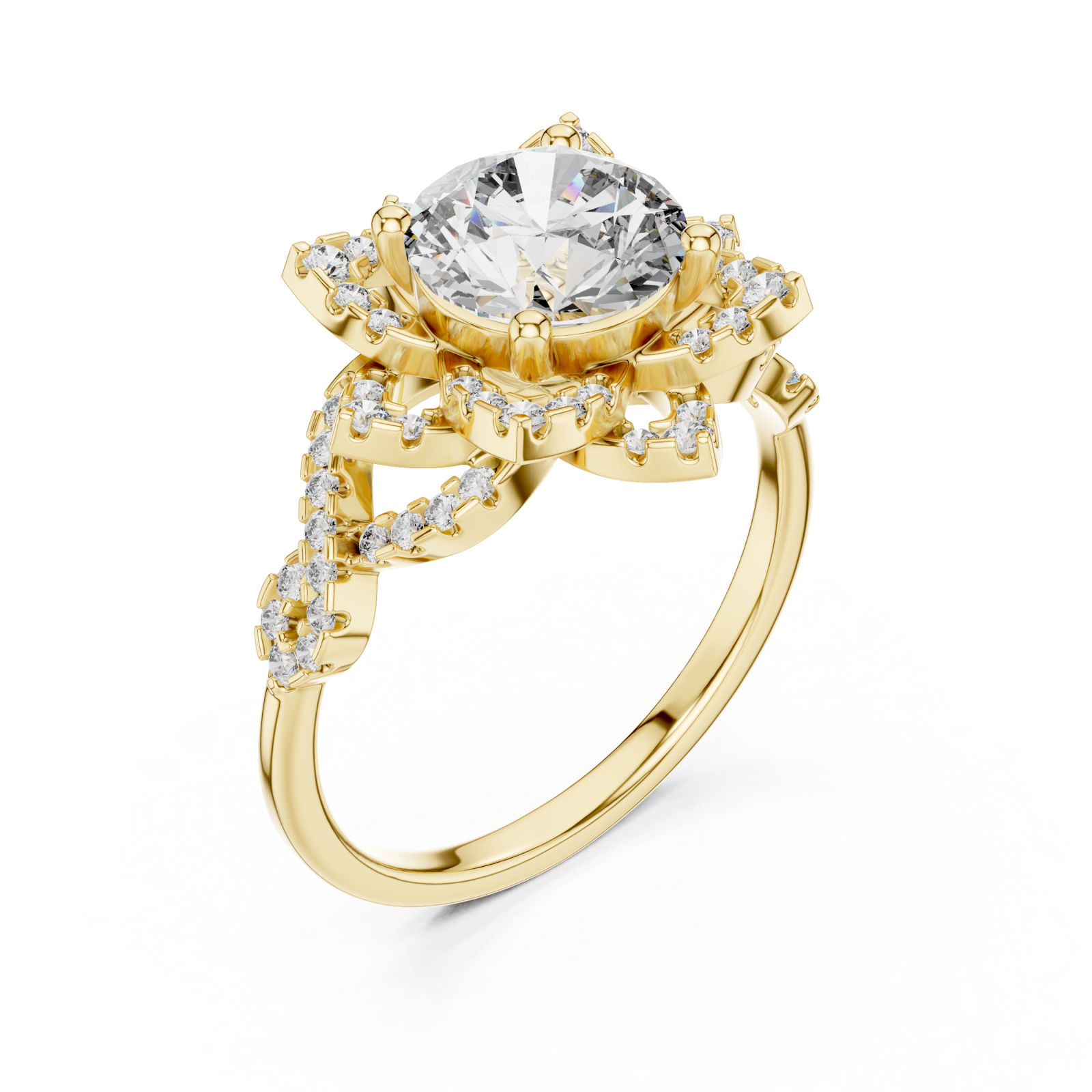Gold Radiant Infinity Spiral Halo Band Right View