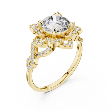 Gold Radiant Infinity Spiral Halo Band Right View