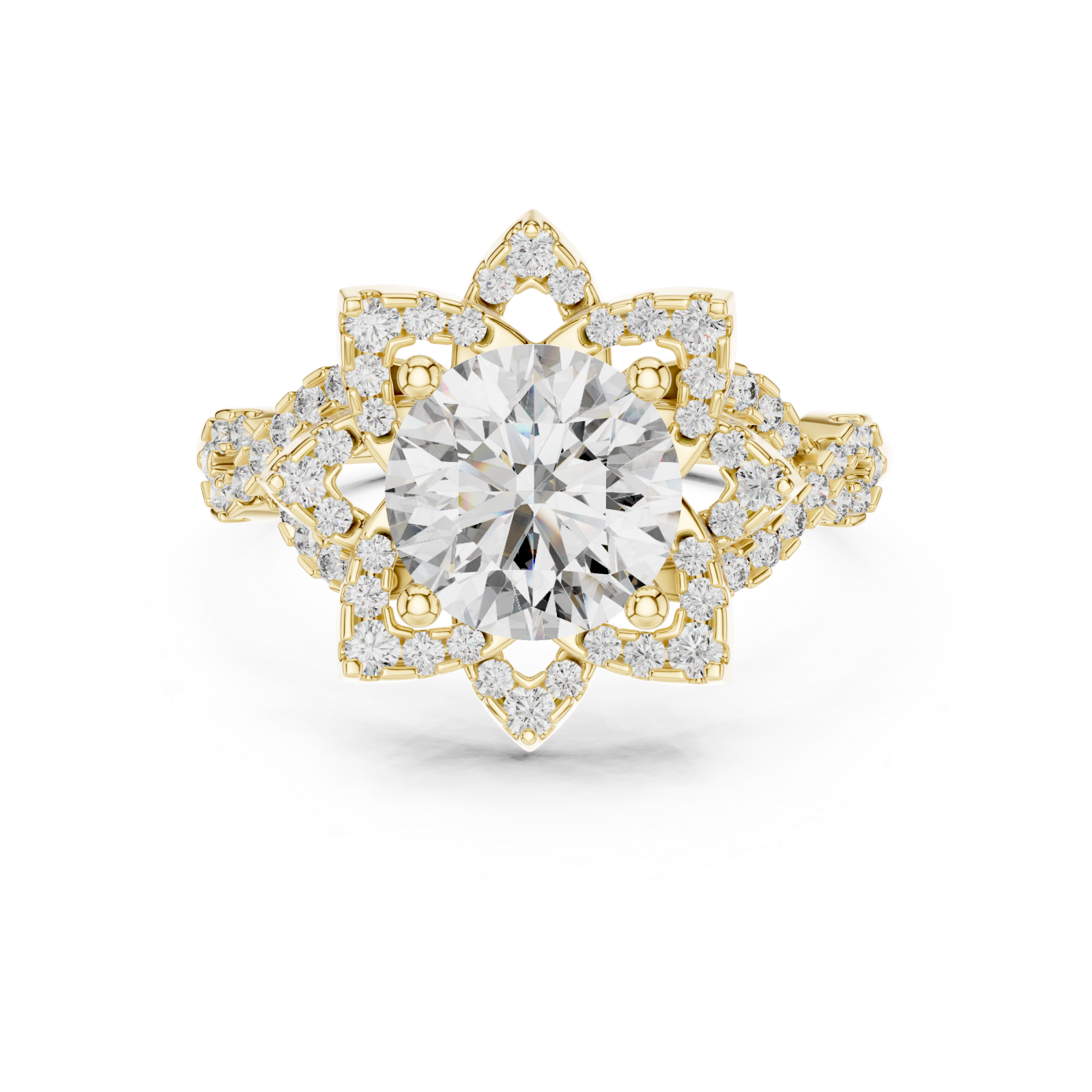  Gold Radiant Infinity Spiral Halo Band Front View
