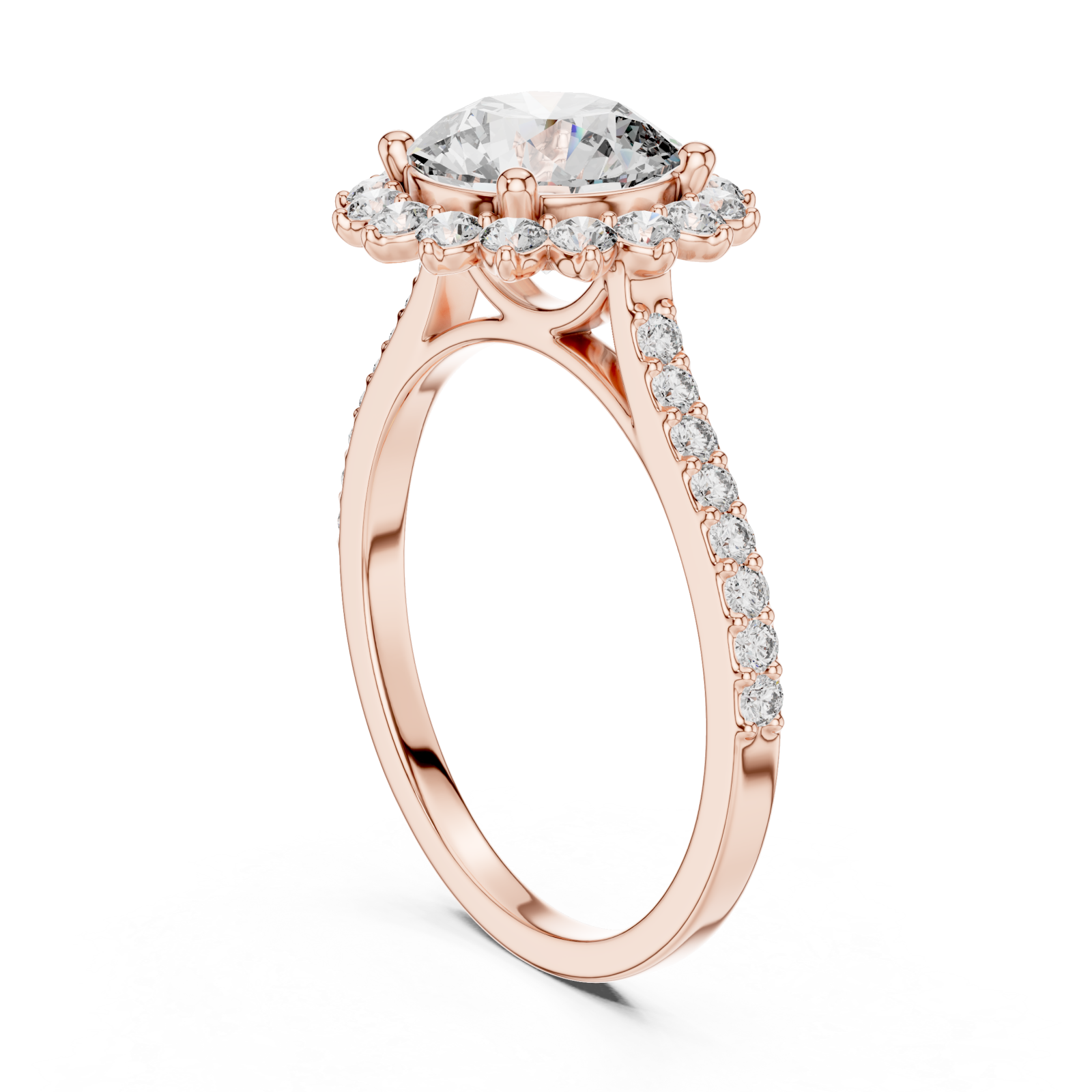  Rose Gold Ethereal Radiance Solitaire Ring Left View