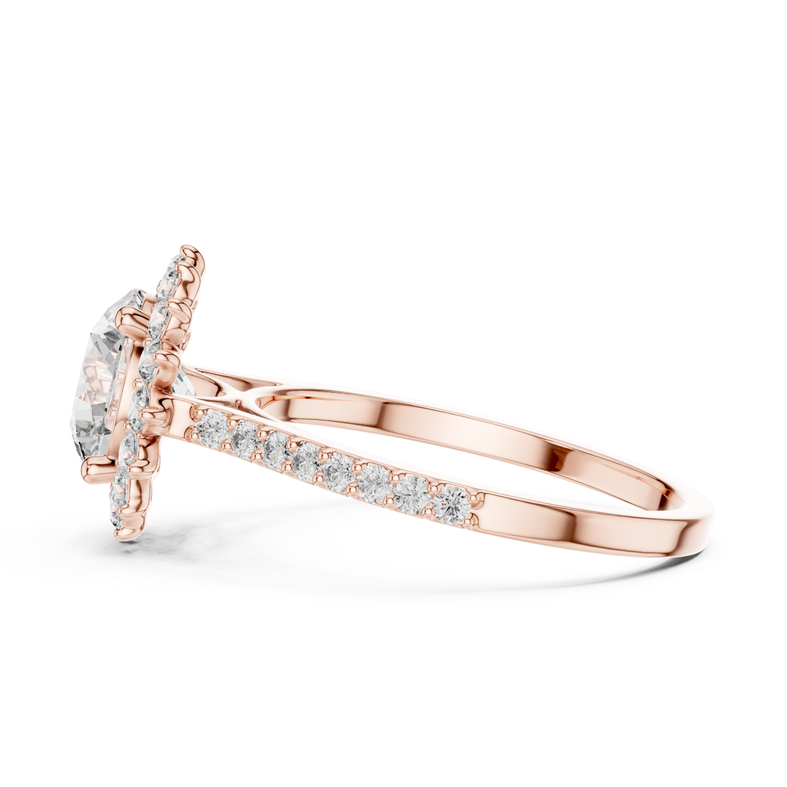  Rose Gold Ethereal Radiance Solitaire Ring Side View