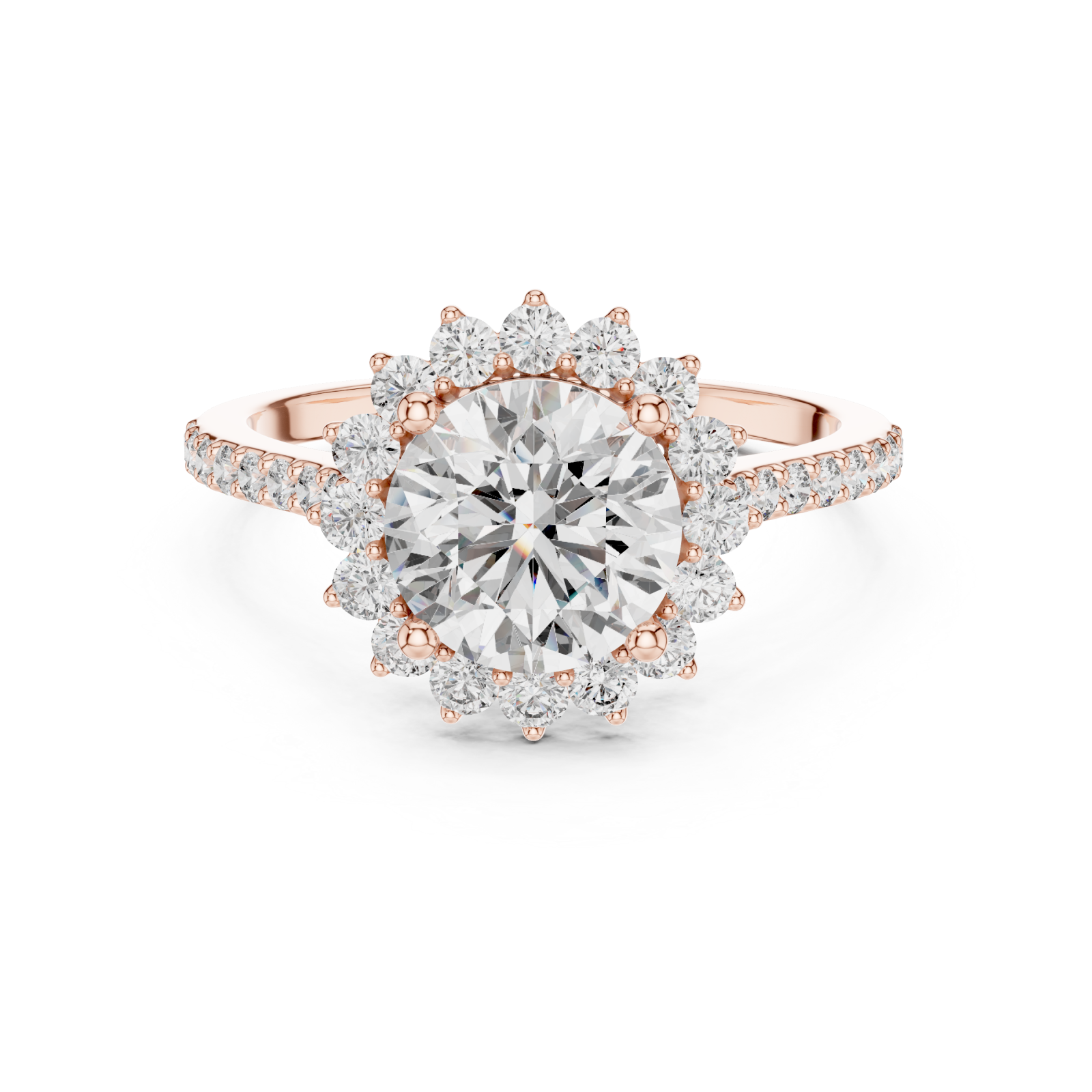  Rose Gold Ethereal Radiance Solitaire Ring Front View