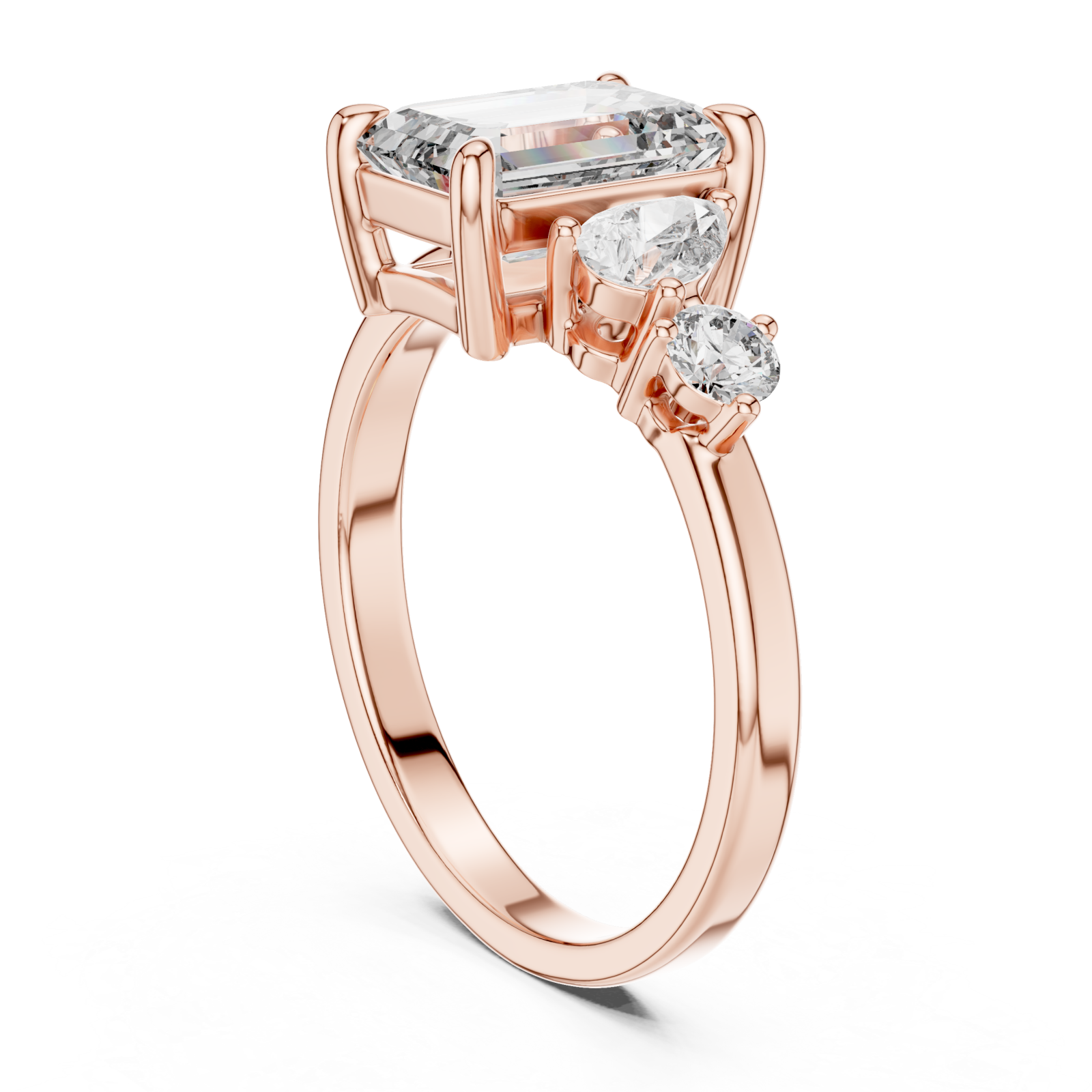  Rose Gold Luminous Crescent Pathway Harmony Cocktail Ring Left View
